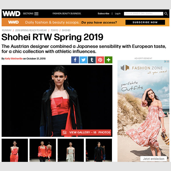 SHOHEI featured on WWD Runway