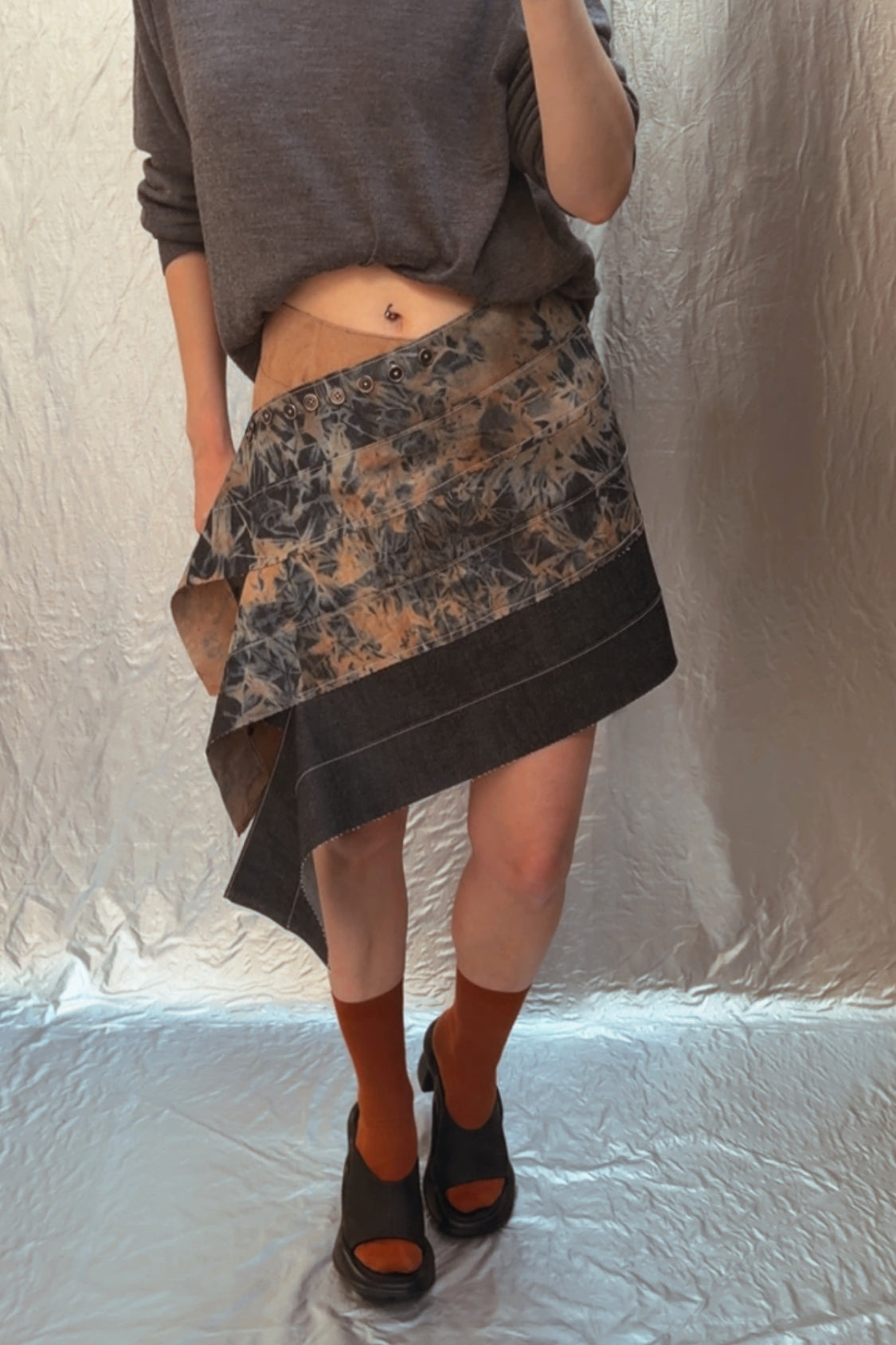 YURIE DENIM MINI SKIRT / two-tone ~ persimmon dye - Shohei-collection
