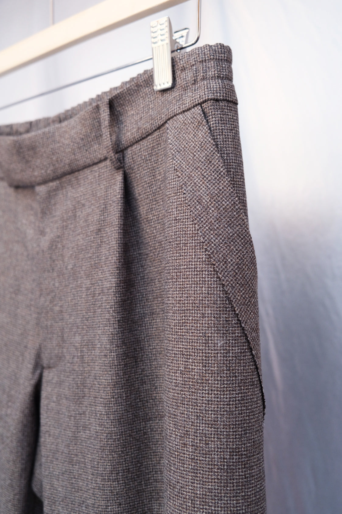 GRANDPA RAW EDGE PANTS / brown melange - Shohei-collection
