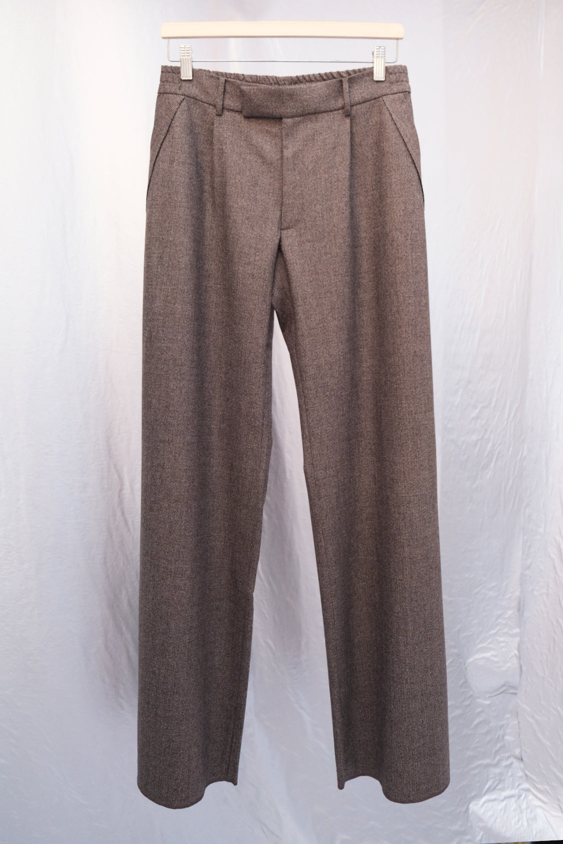 GRANDPA RAW EDGE PANTS / brown melange - Shohei-collection