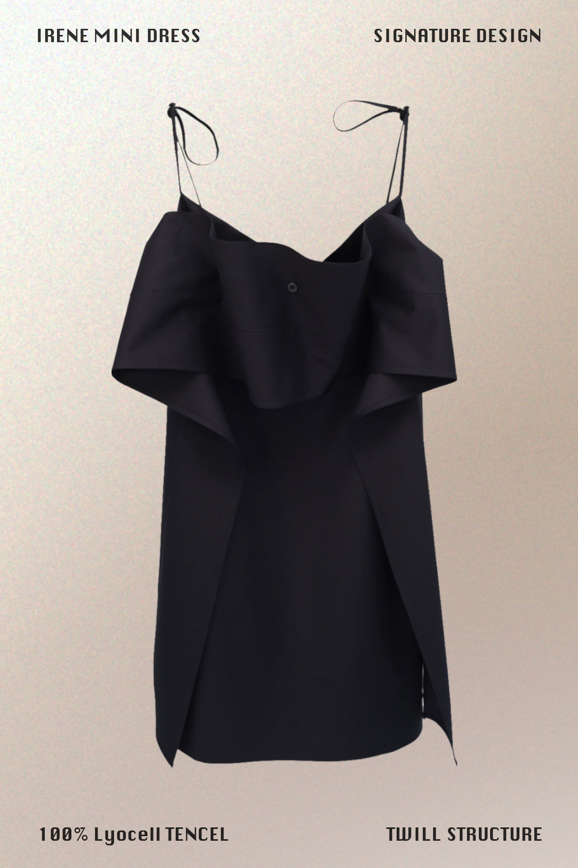 SHOHEI IRENE MINI DRESS, twill texture in TENCEL lyocell