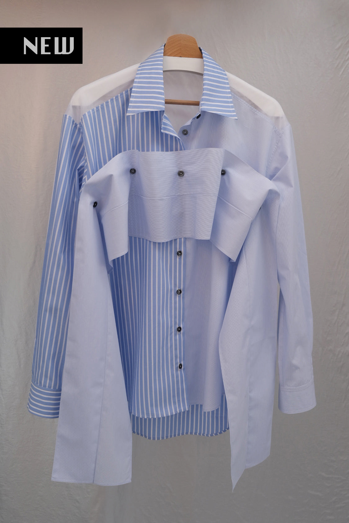SHOHEI IRENE SHIRT in pin-stripe mix cotton