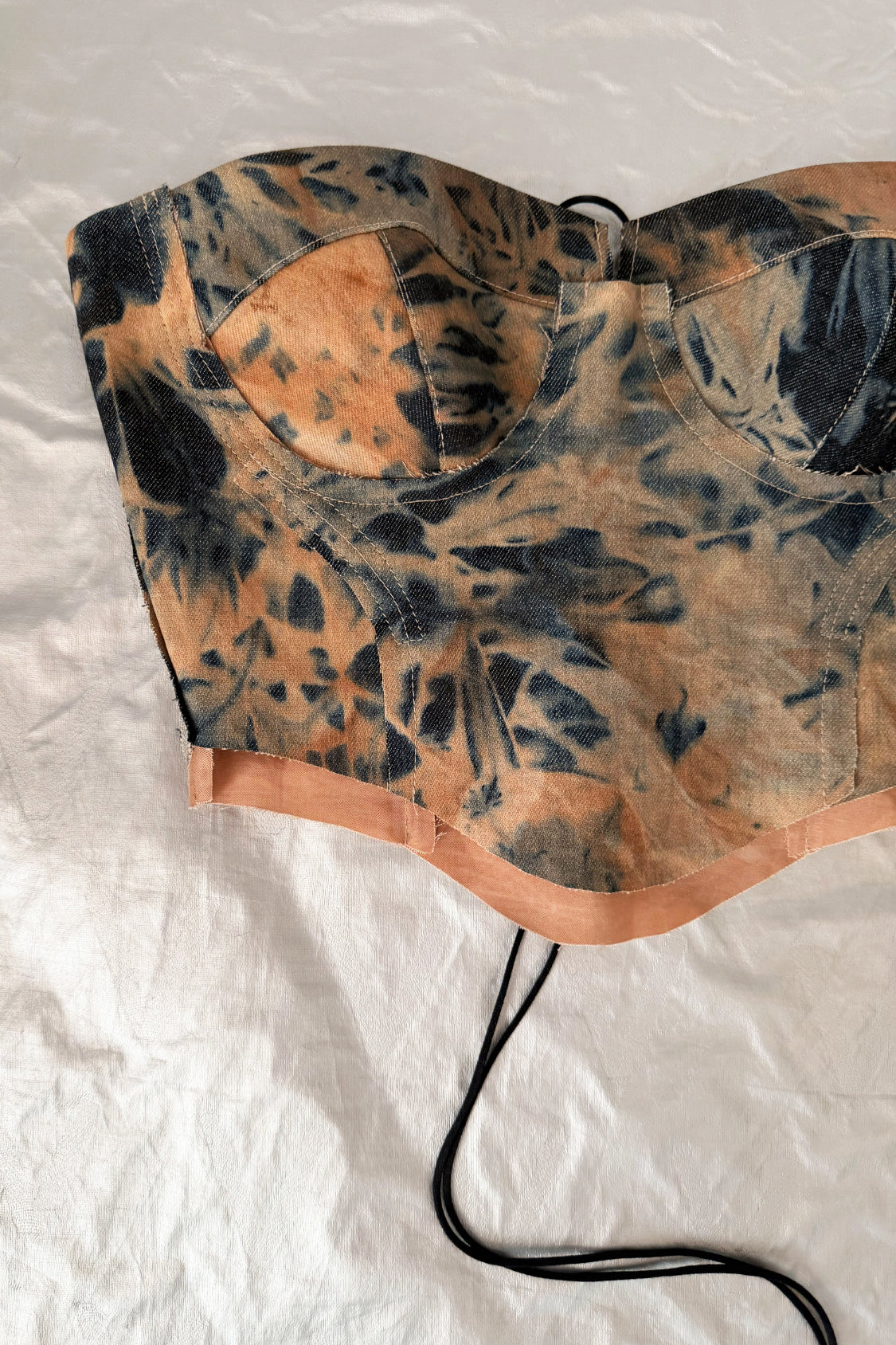 SHOHEI Denim Corsage Top ~ Lyocell Denim / KAKISHIBU persimmon dye