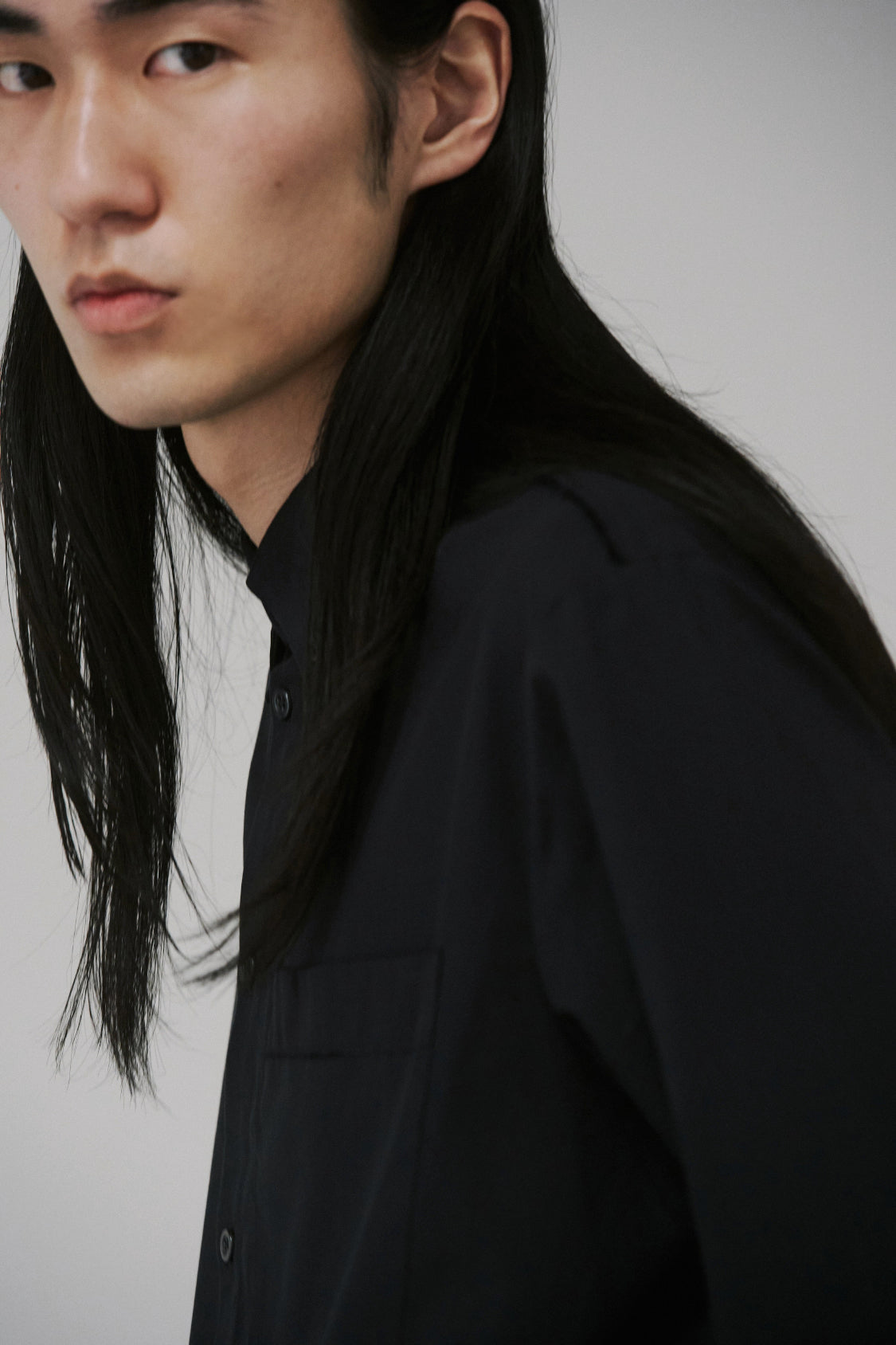 KEITA BUTTON DOWN SHIRT Black / Lyocell TENCEL™ - Shohei-collection