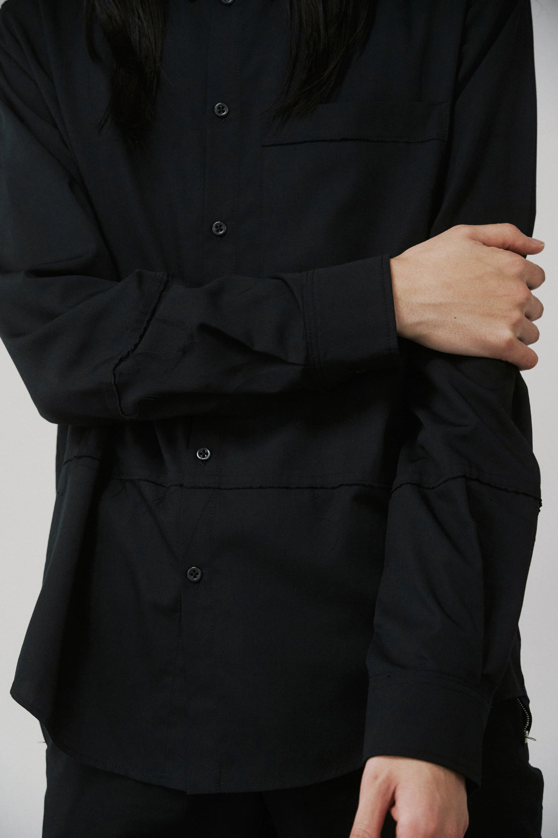 KEITA BUTTON DOWN SHIRT Black / Lyocell TENCEL™ - Shohei-collection