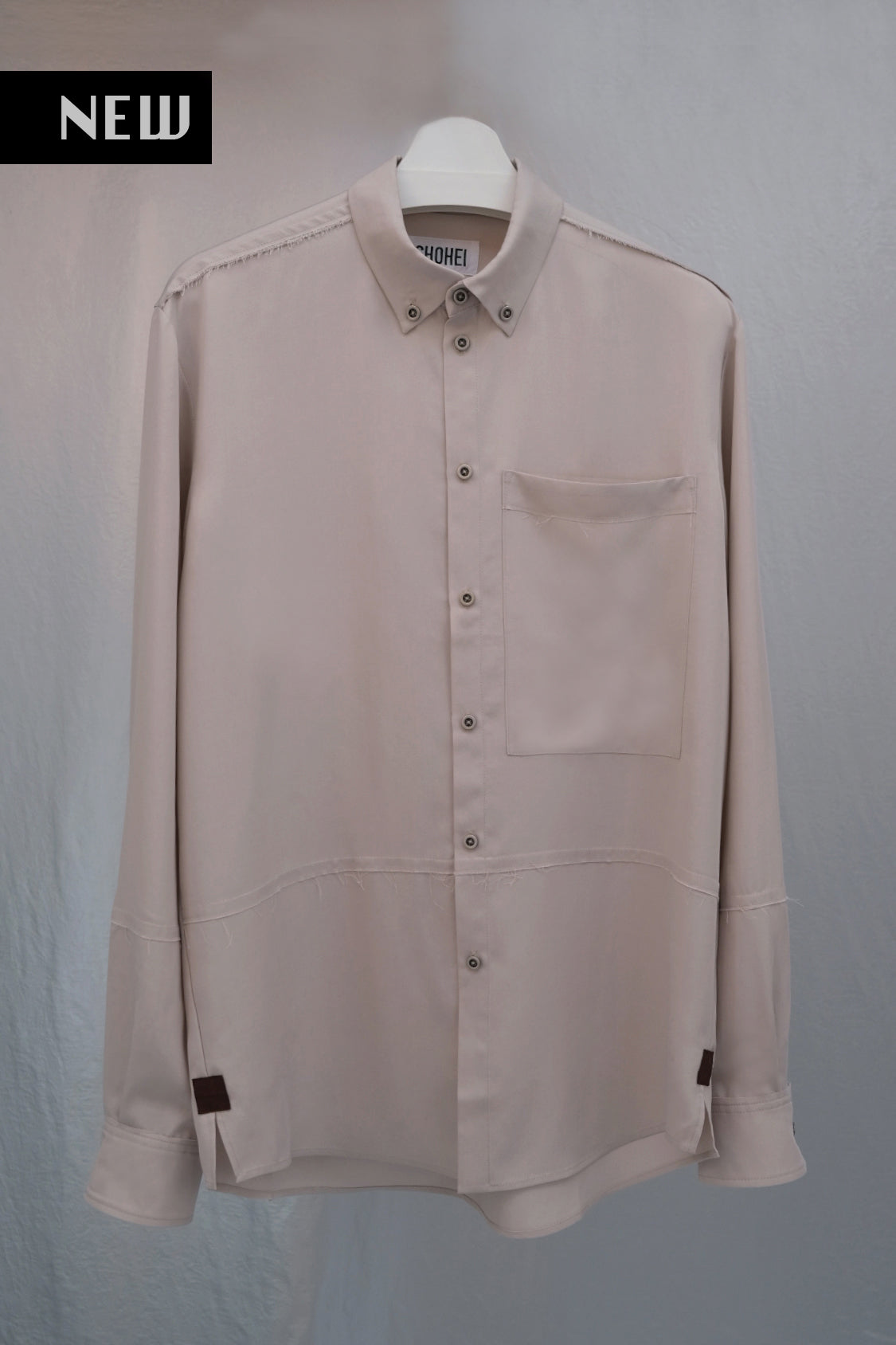 SHOHEI KEITA button-down shirt in creamy grey, TENCEL lyocell
