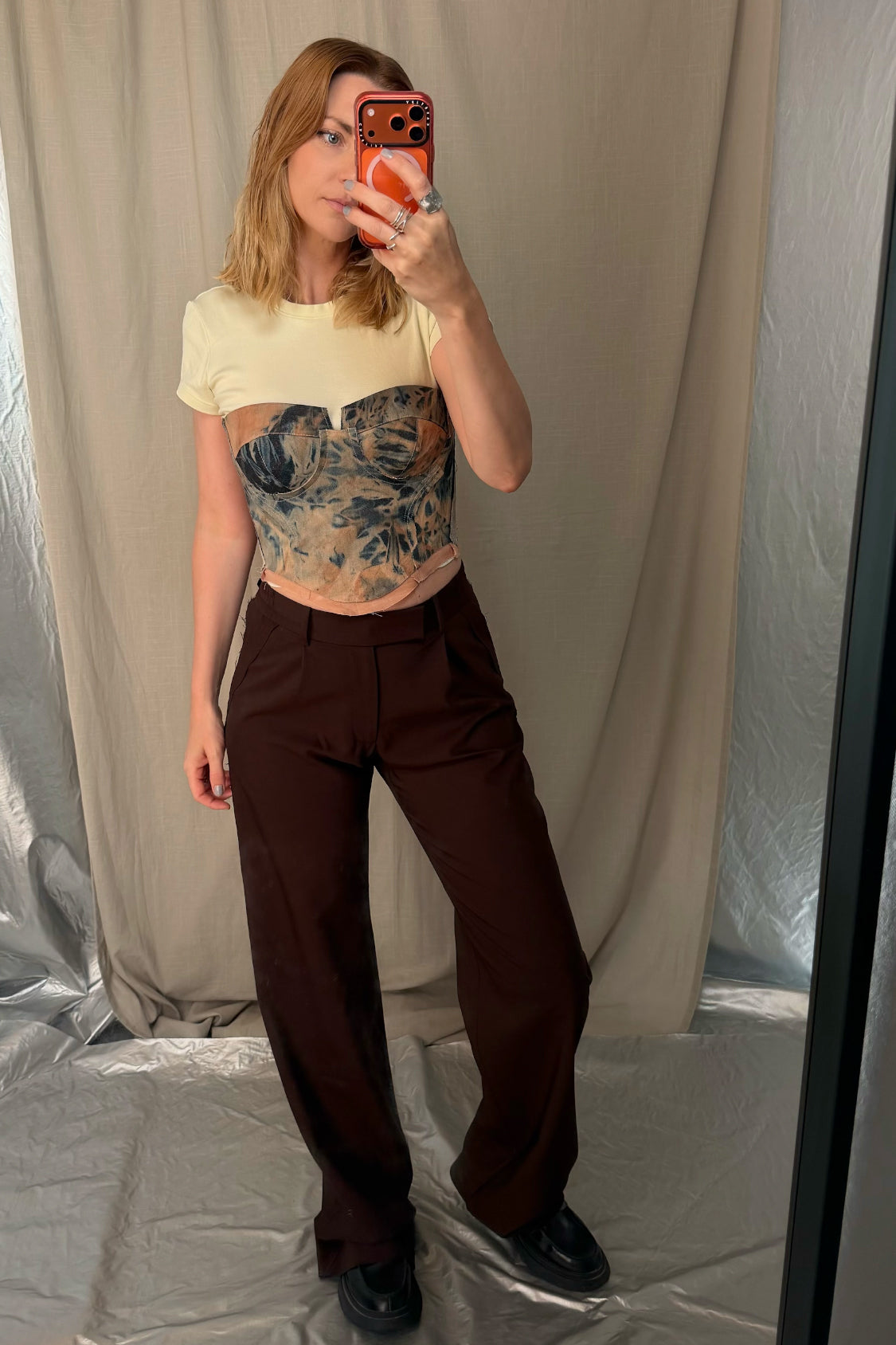 SHOHEI Denim Corsage Top ~ Lyocell Denim / KAKISHIBU persimmon dye - Shohei-collection