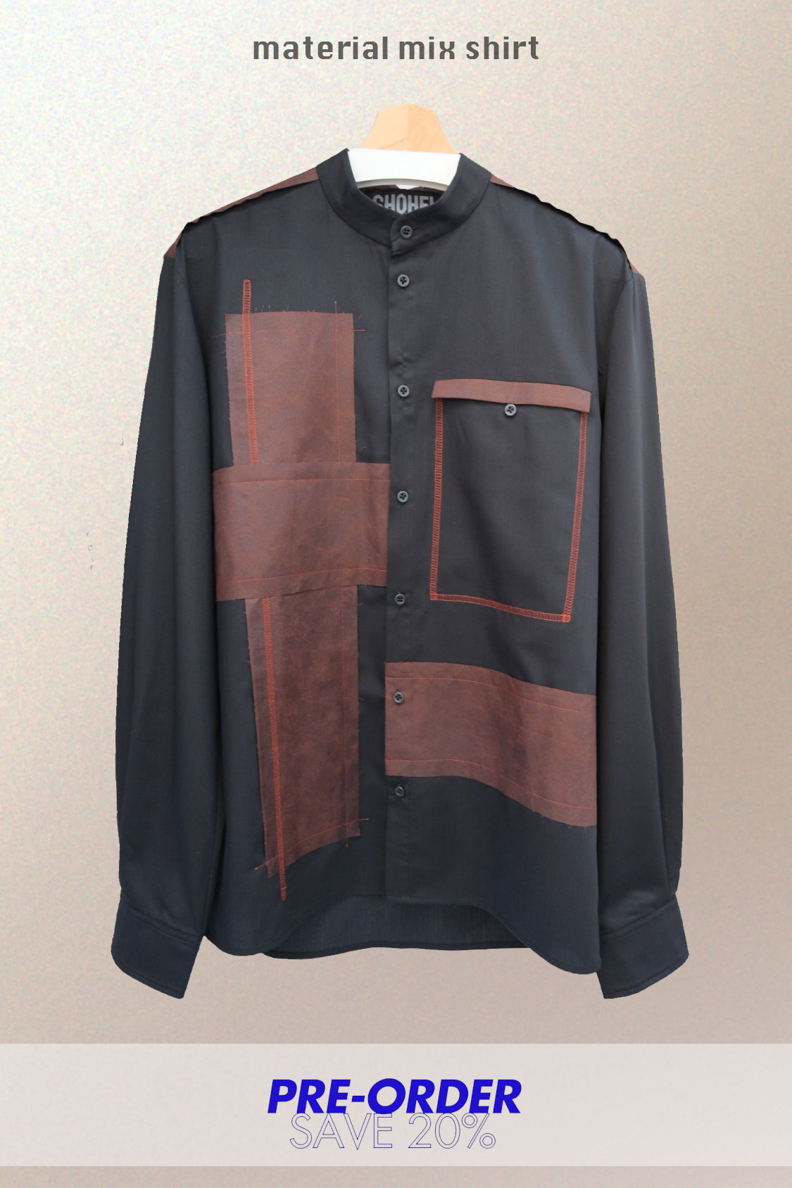 SHOHEI ABSTRACT SHIRT in kakishibu-dyed organic cotton
