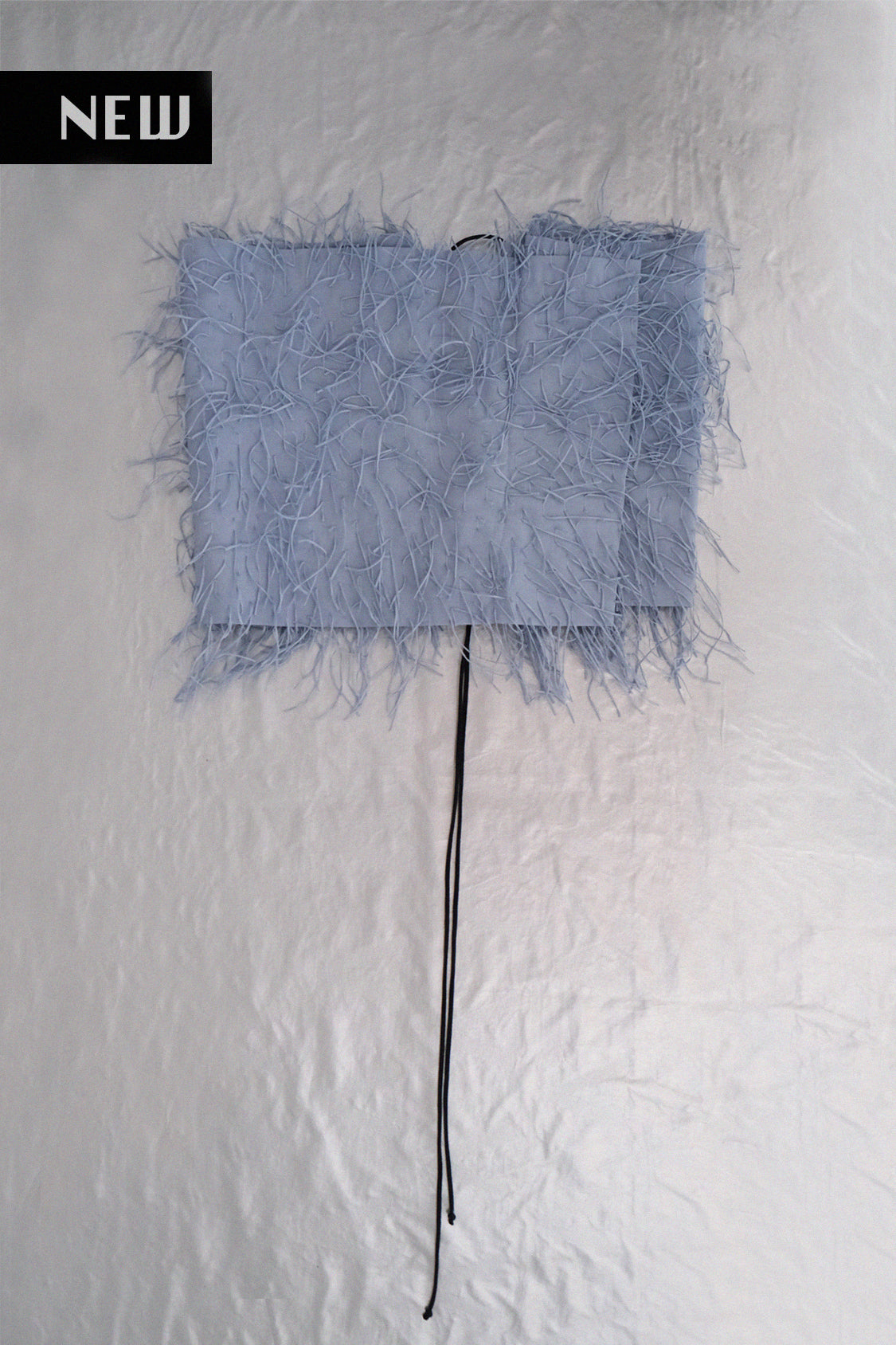 SHOHEI SIRI FRINGE TOP in dusty blue, embroidered Japanese cotton