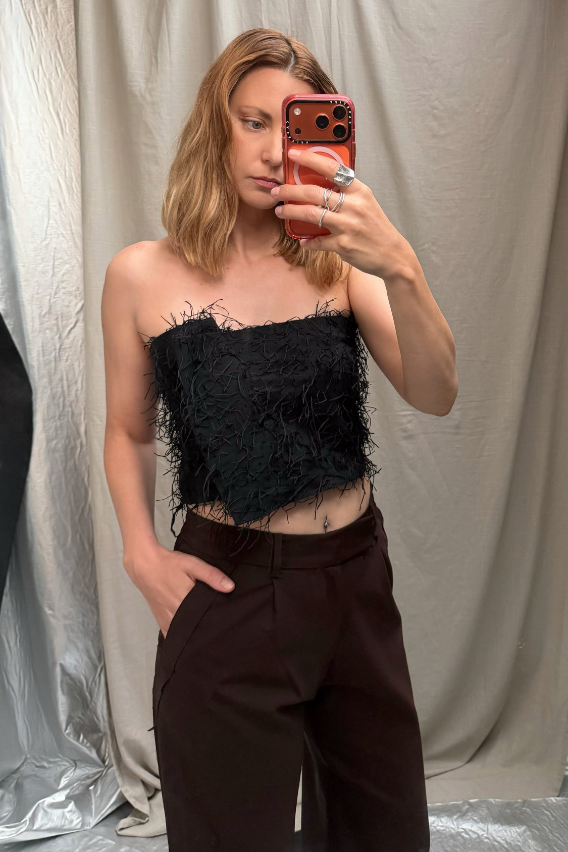 SIRI FRINGE TOP / Japanese fringe textile ~ black