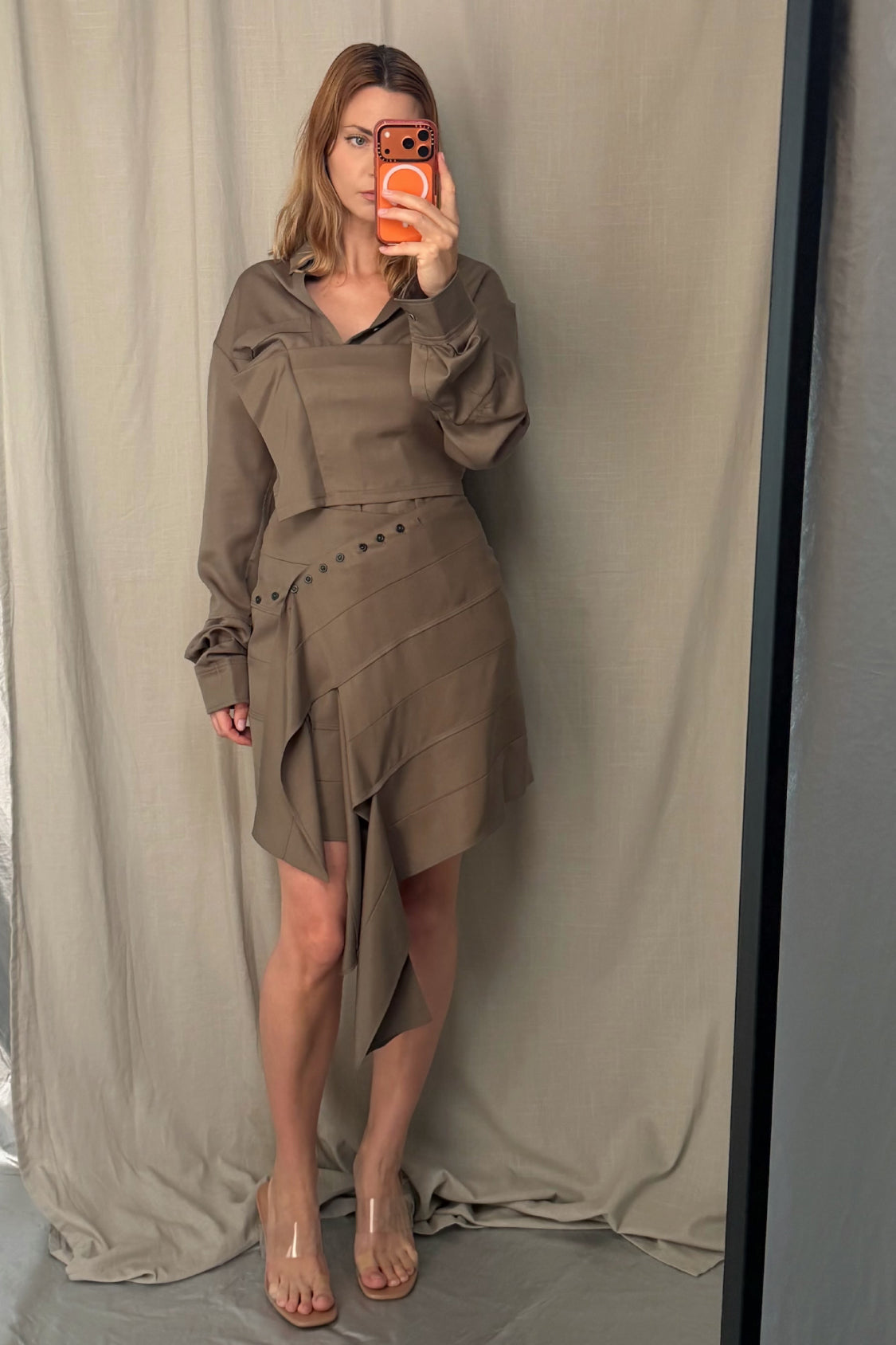 YURIE MINI SKIRT / Lyocell TENCEL ~ slate green