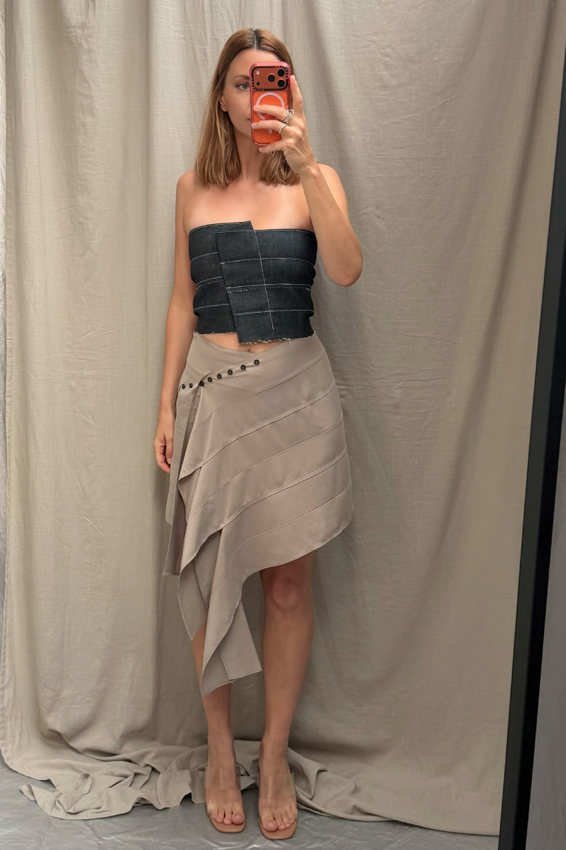 YURIE MINI SKIRT / Lyocell TENCEL ~ slate grey