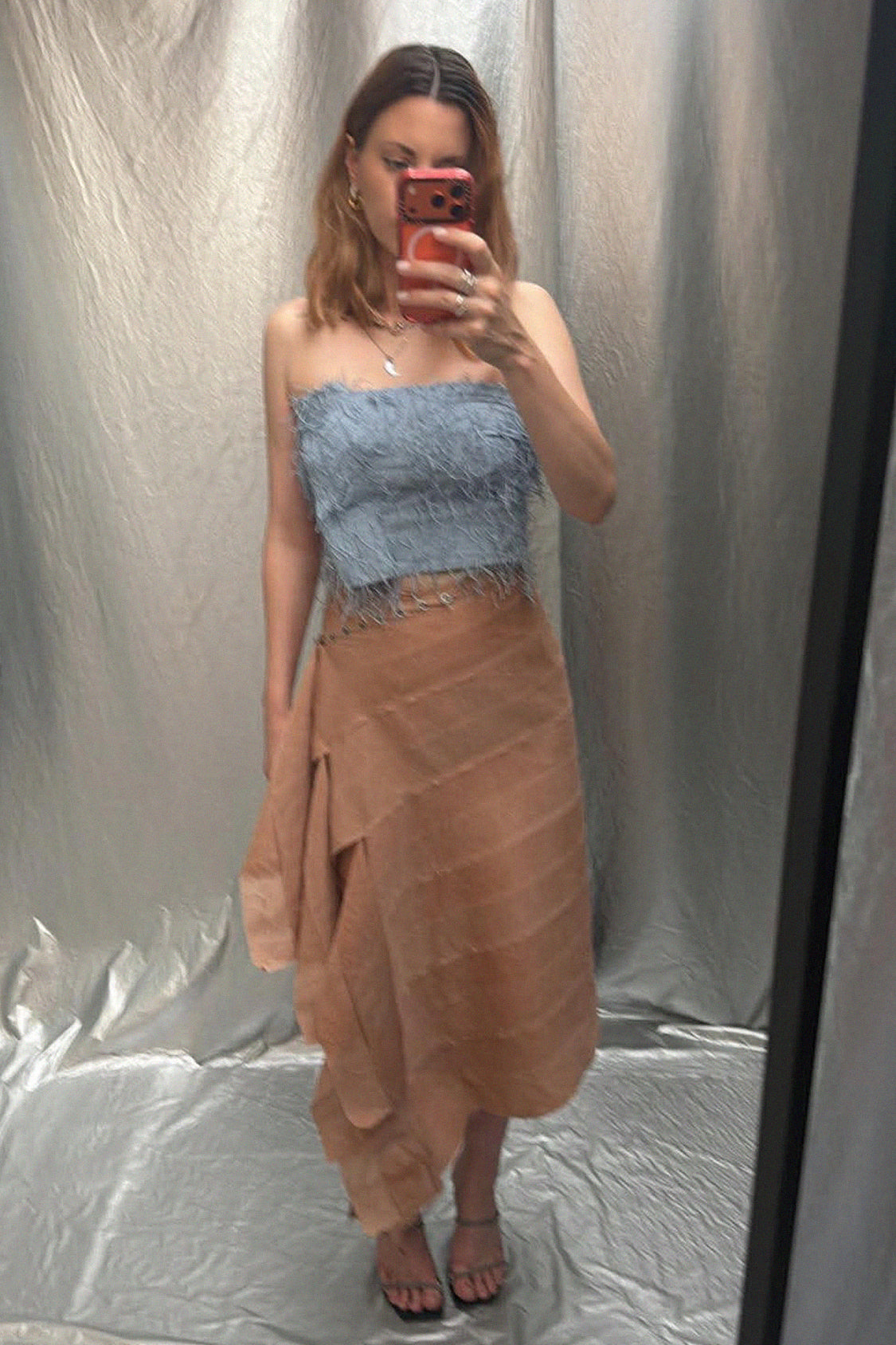 YURIE DENIM SKIRT ~ midi / Lyocell TENCEL x persimmon dye - Shohei-collection