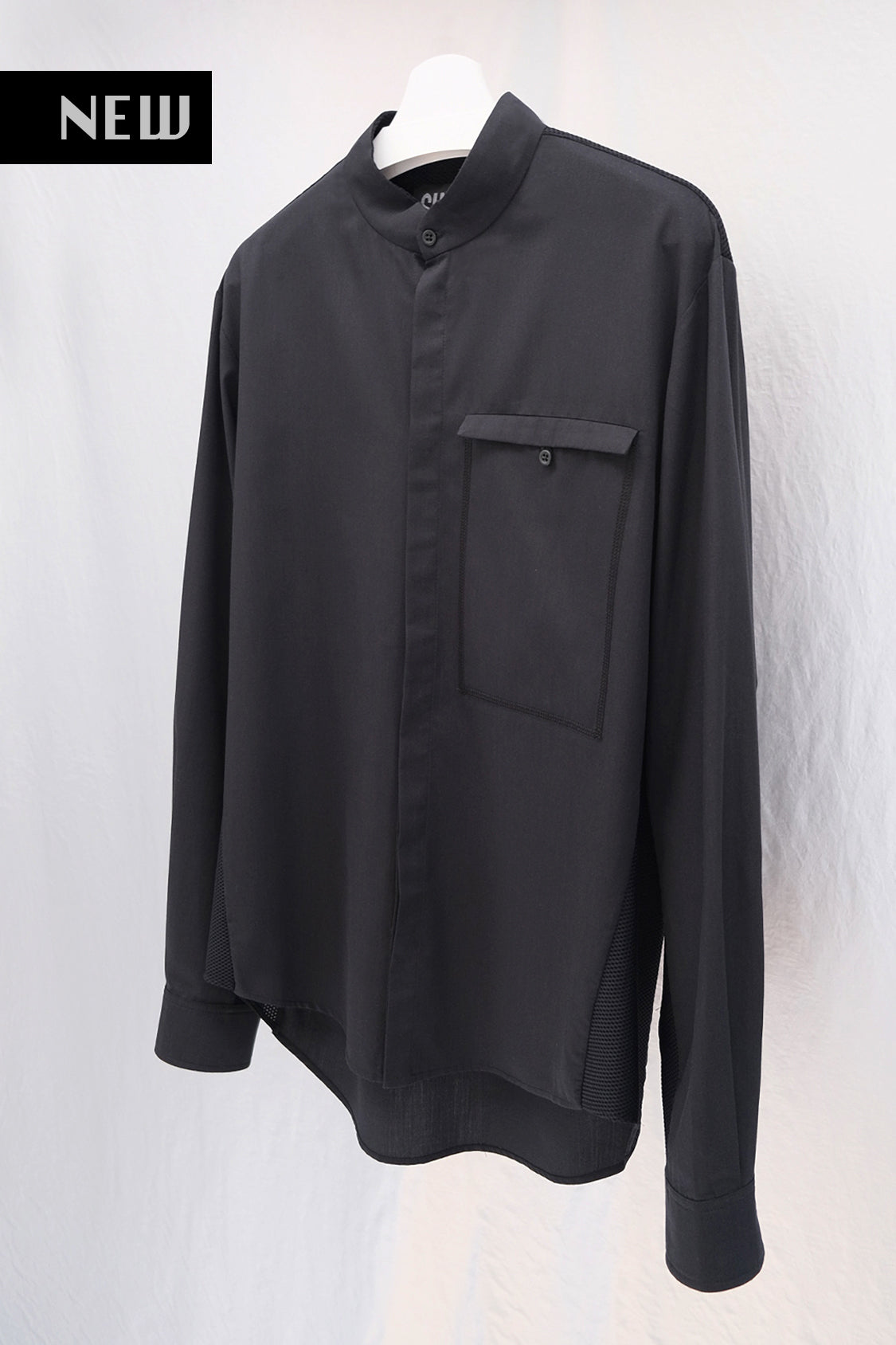 SHOHEI TAKEO SHIRT, TENCEL lyocell shirt with mesh panels