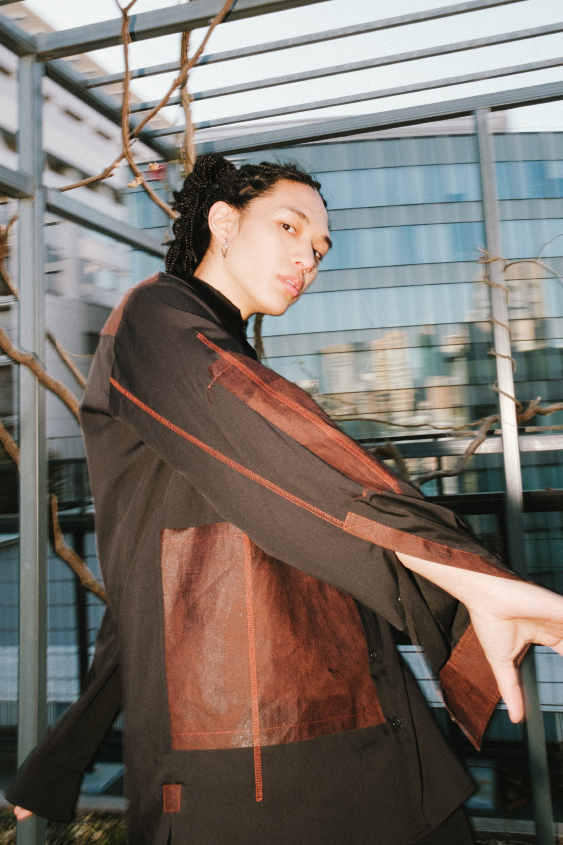 CONTRAST TECH SHIRT / material mix - Shohei-collection