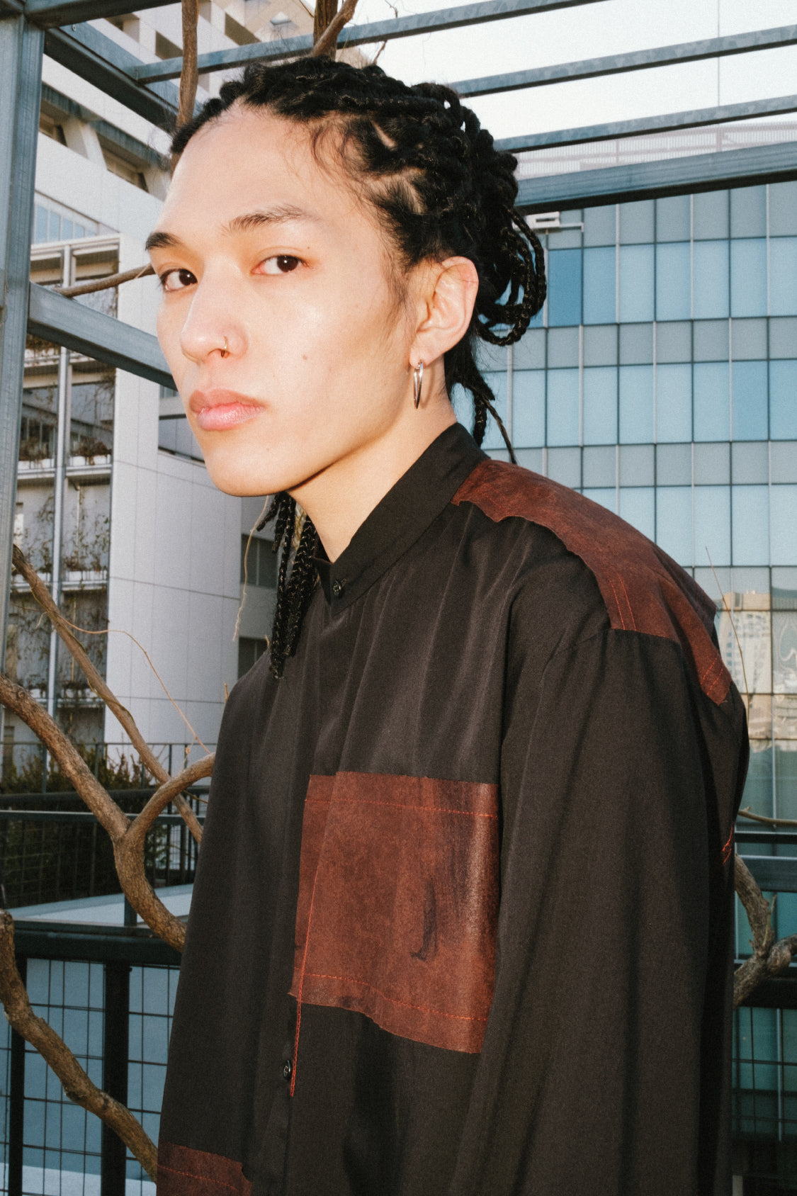 CONTRAST TECH SHIRT / material mix - Shohei-collection