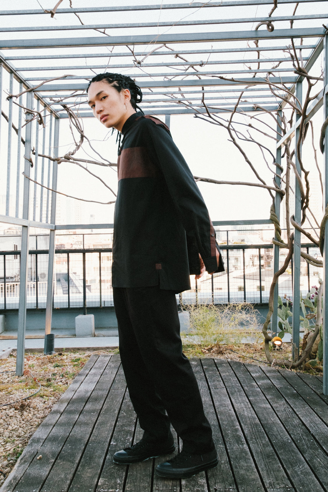 CONTRAST TECH SHIRT / material mix - Shohei-collection