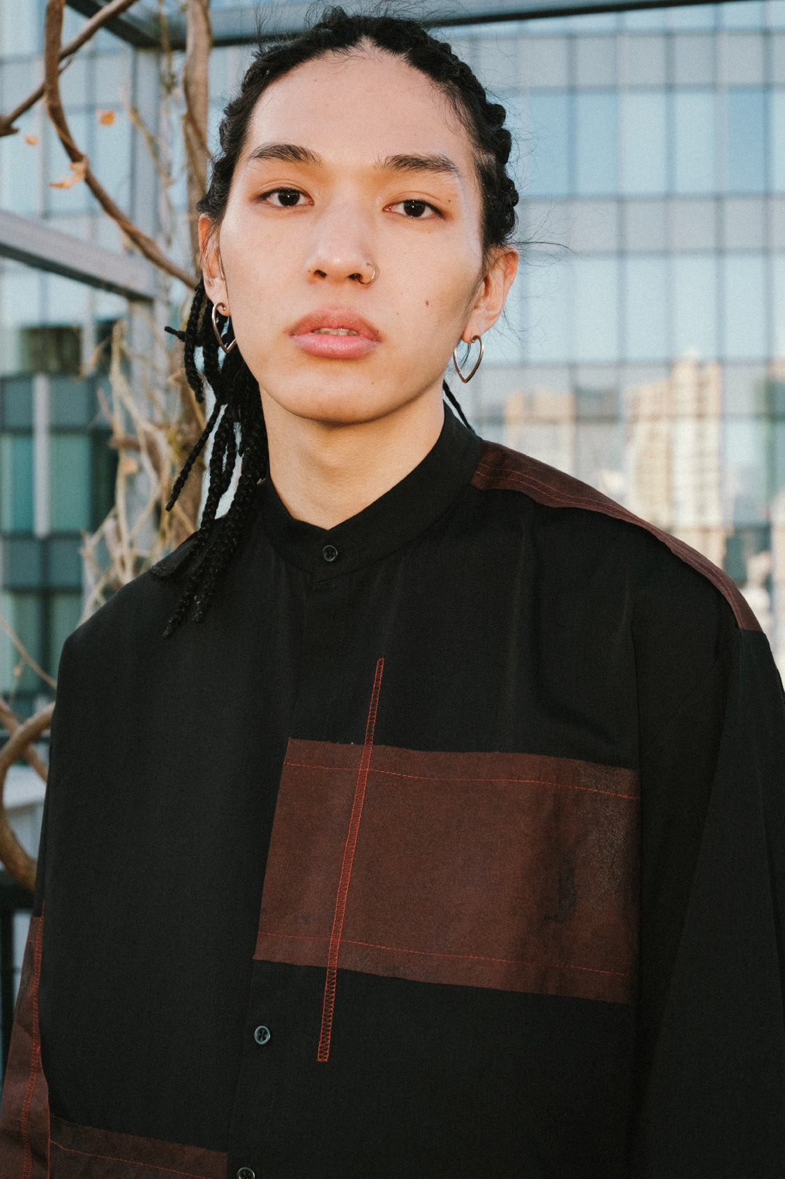 CONTRAST TECH SHIRT / material mix - Shohei-collection