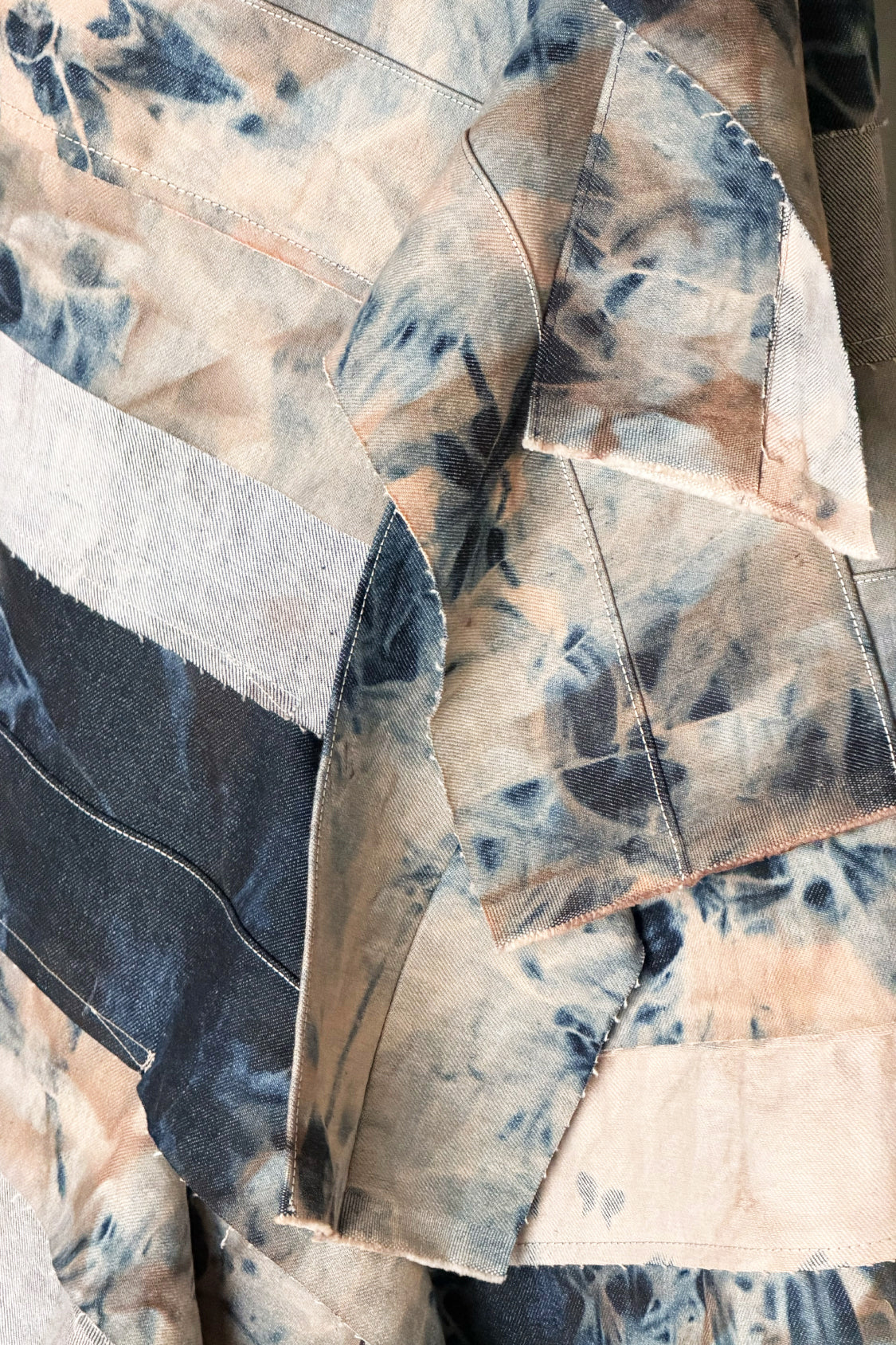 YURIE DENIM SKIRT ~ midi / Kyoto made bleach x persimmon dye - Shohei-collection
