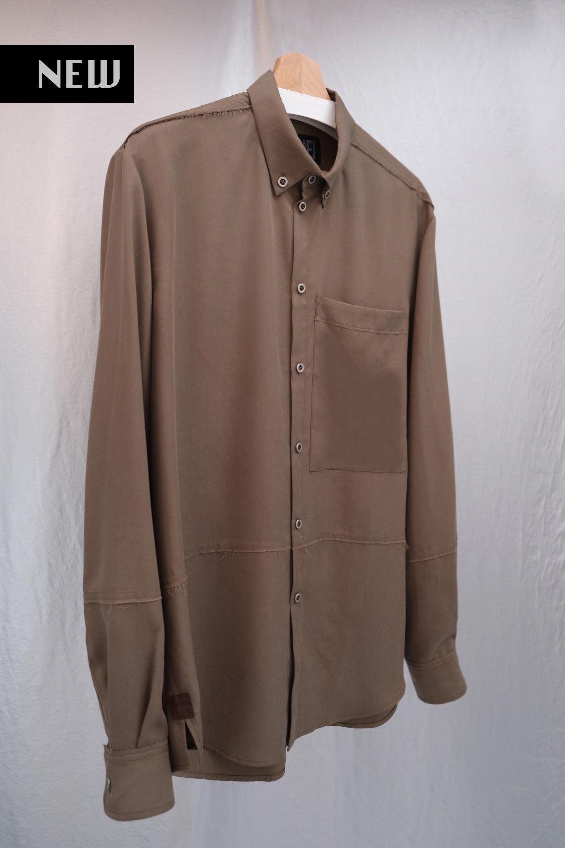 SHOHEI KEITA button-down shirt in slate green, TENCEL lyocell
