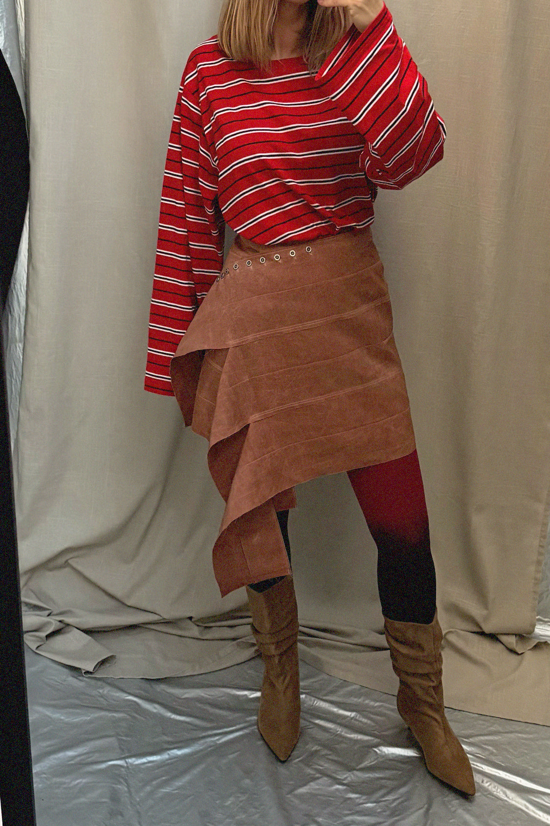 YURIE MINI SKIRT / Lyocell TENCEL ~ persimmon dye