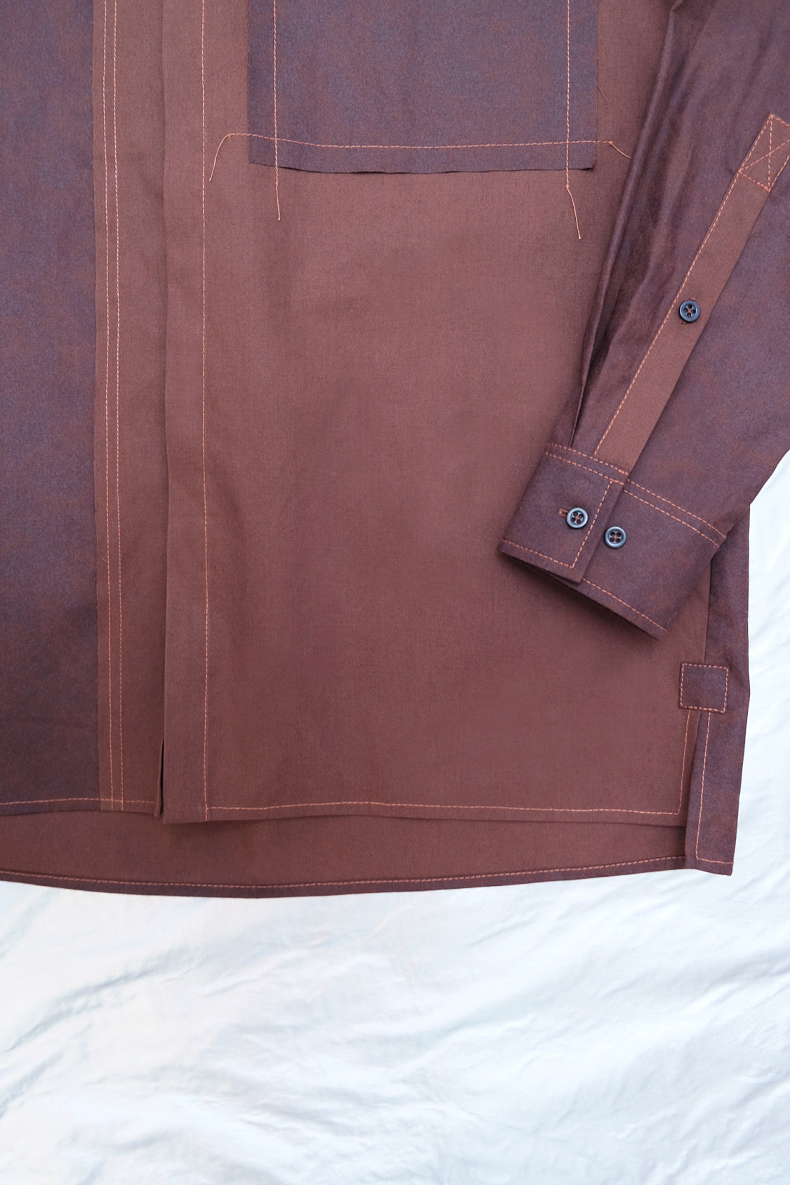 TWO-TONE SHIRT / Japanese KAKISHIBU textile - Shohei-collection