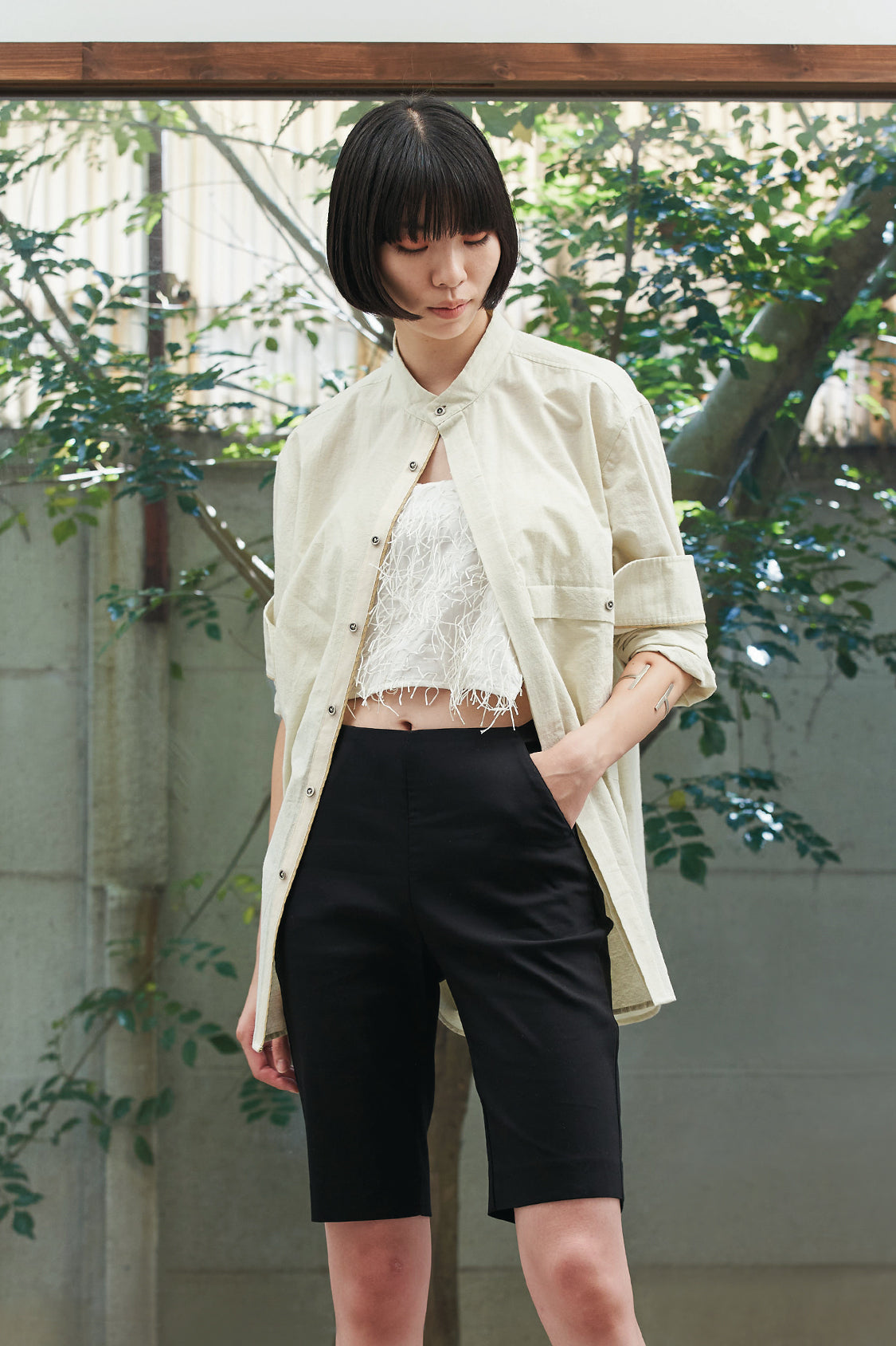 SHOHEI MAKATO SHIRT, boyfriend fit in matcha-dyed organic cotton