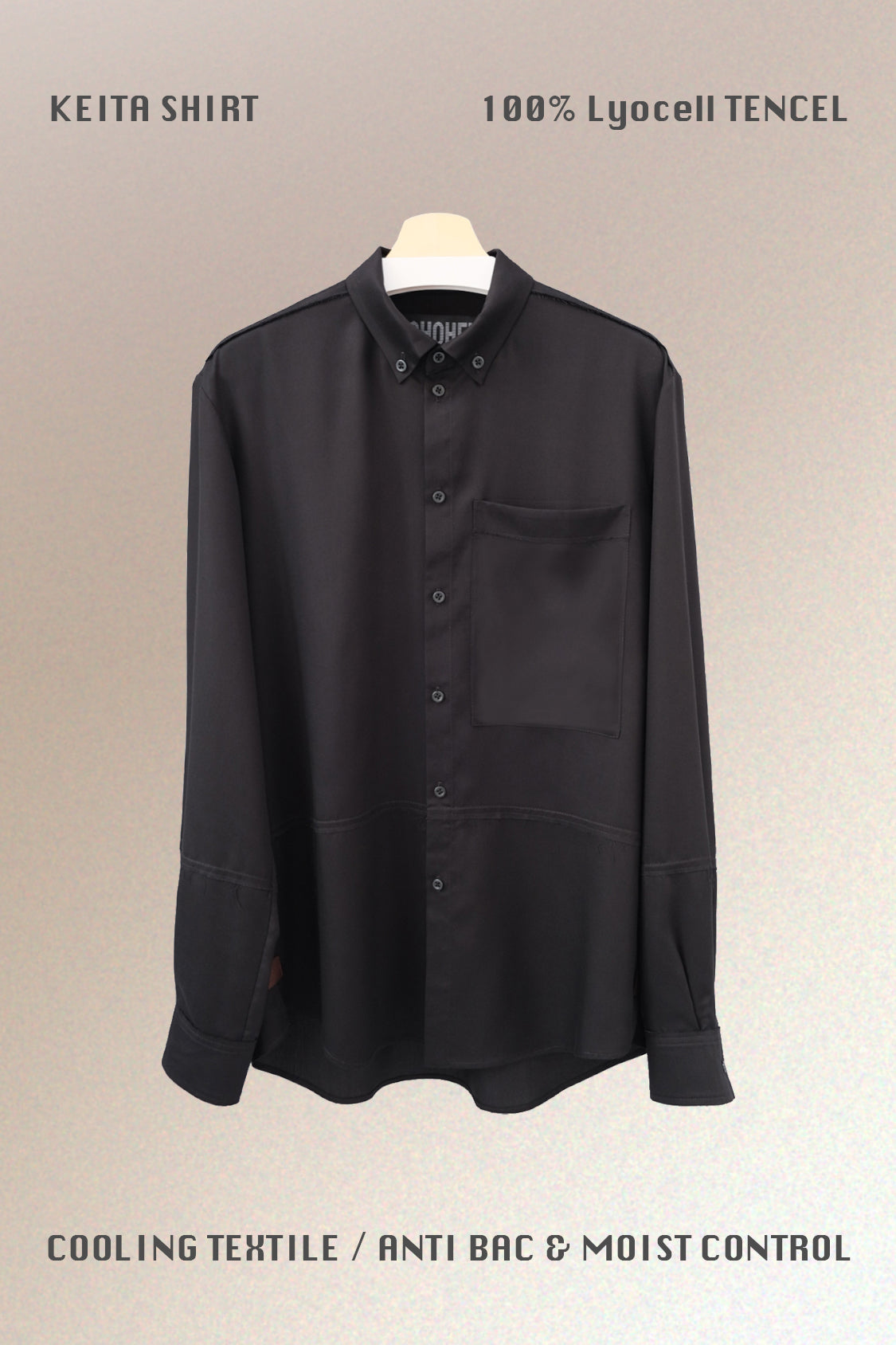 KEITA BUTTON DOWN SHIRT Black / Lyocell TENCEL™ - Shohei-collection
