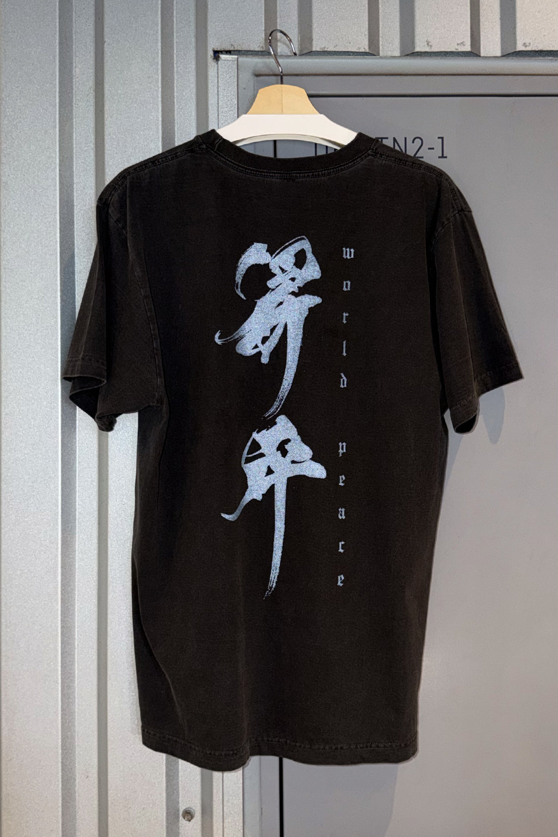 SHOHEI Calligraphy Tee, 100% cotton unisex crewneck with reflective-print calligraphy, made in Japan