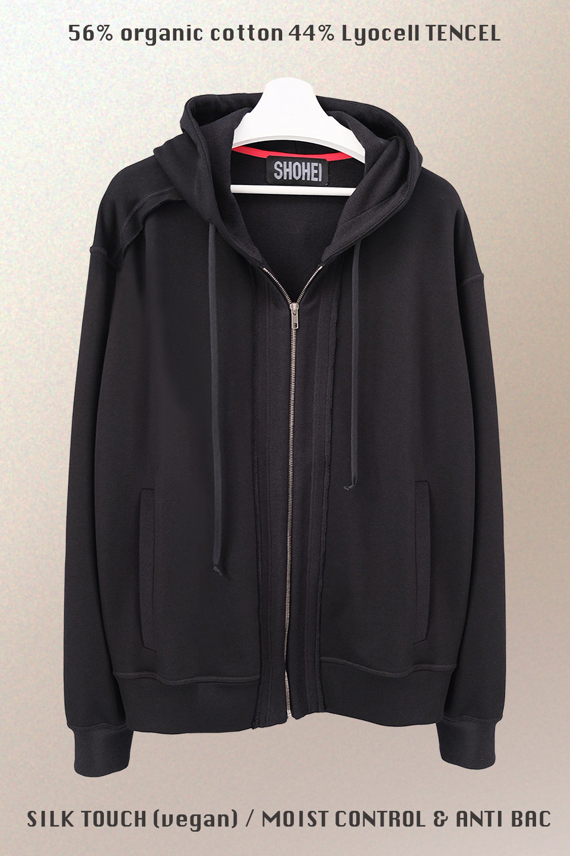 SHOHEI OVERSIZED HOODIE JACKET in organic cotton and TENCEL lyocell