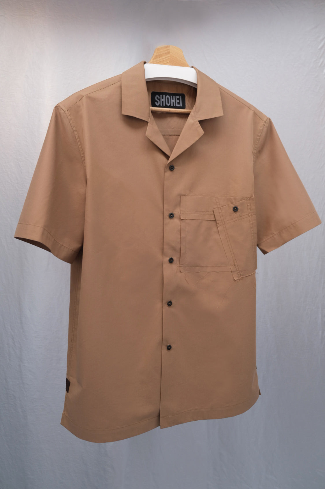 SHOHEI JUN BOWLING SHIRT in dune, cotton-lyocell blend
