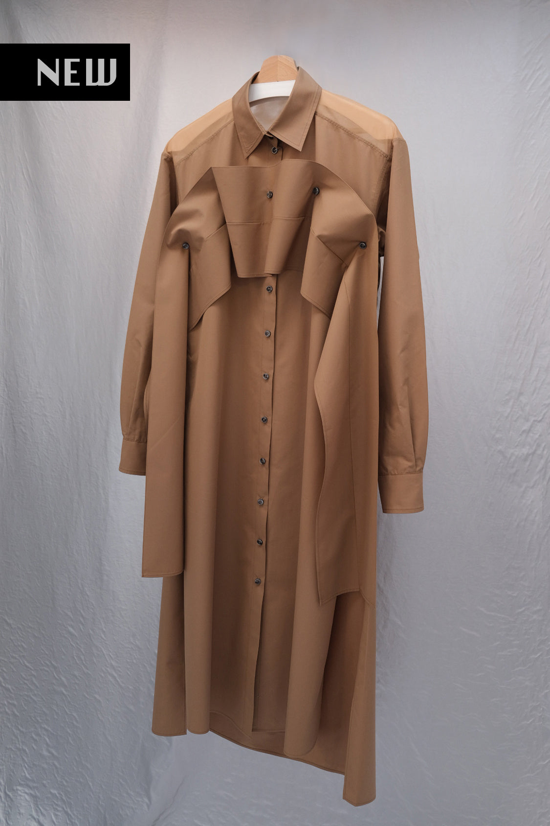 SHOHEI IRENE SHIRT DRESS in dune, GOTS organic cotton
