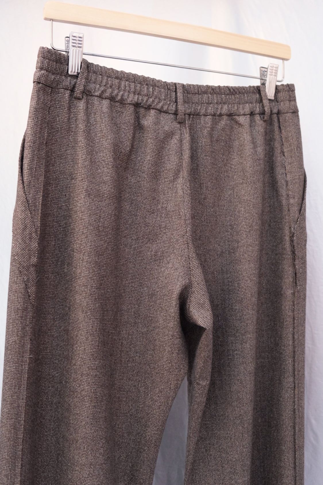 GRANDPA RAW EDGE PANTS / brown melange - Shohei-collection