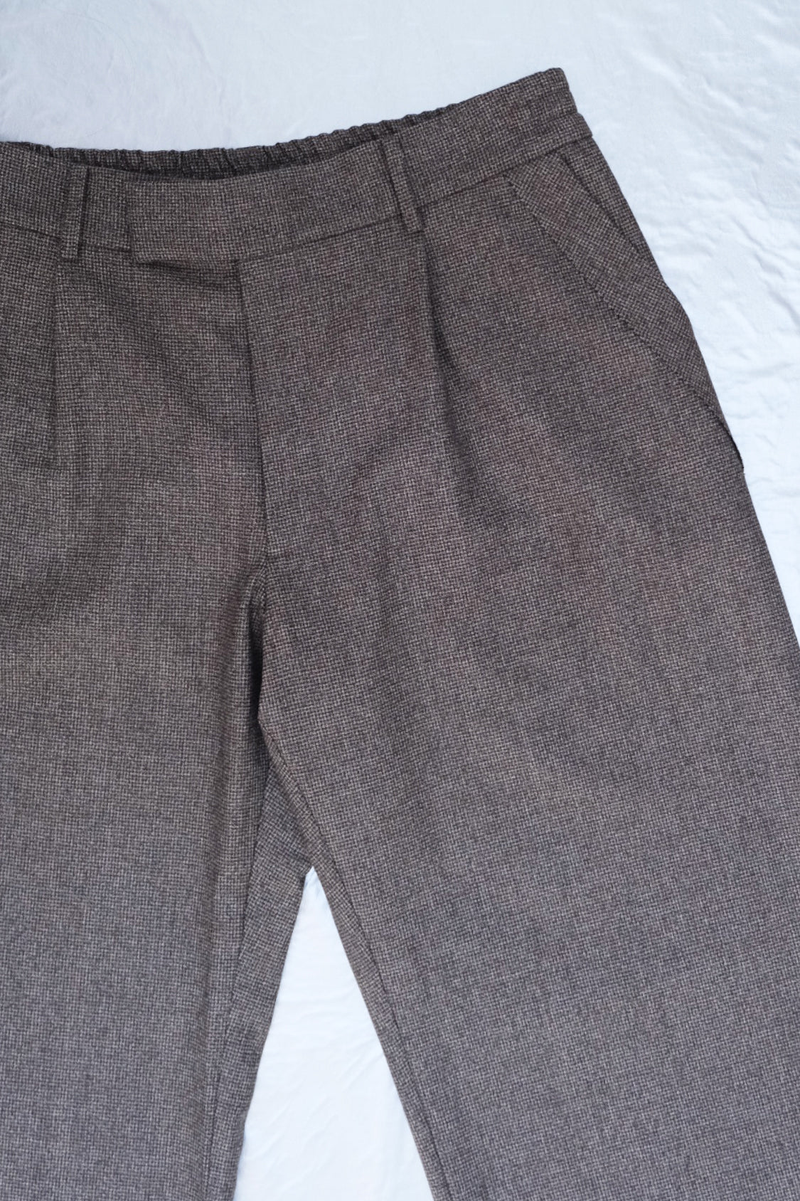 GRANDPA RAW EDGE PANTS / brown melange - Shohei-collection