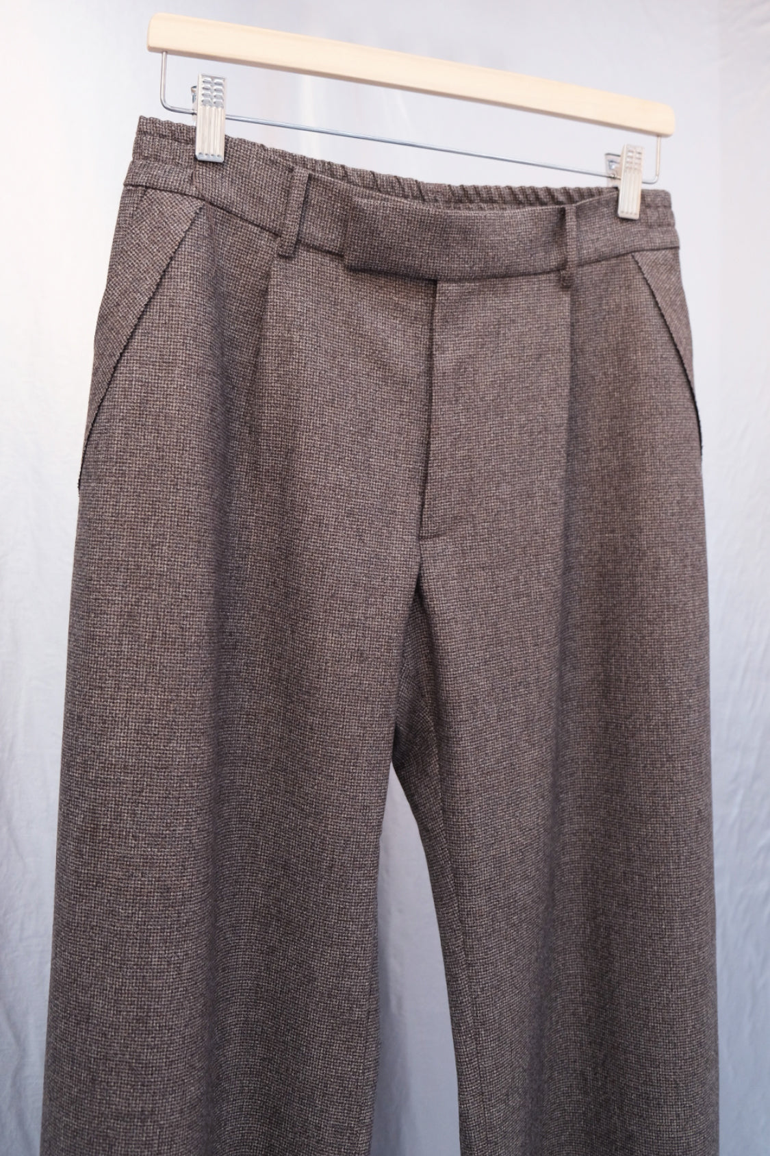 GRANDPA RAW EDGE PANTS / brown melange - Shohei-collection