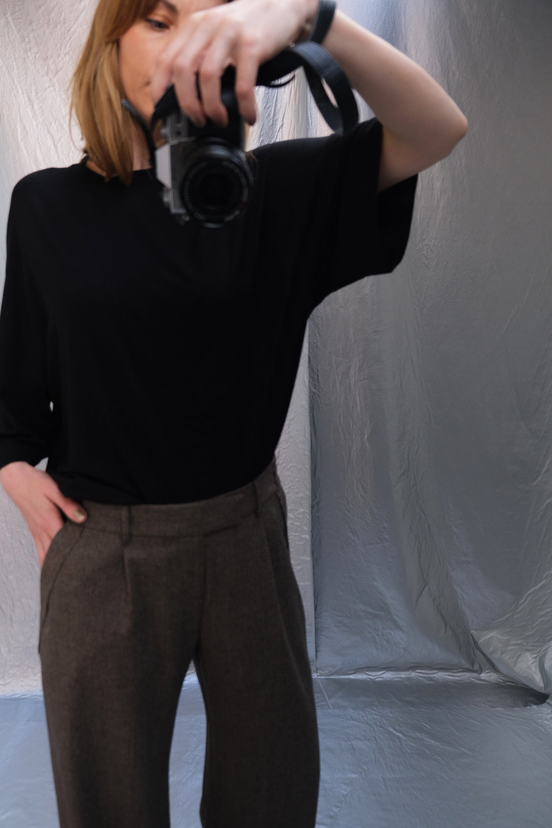 GRANDPA RAW EDGE PANTS / brown melange - Shohei-collection
