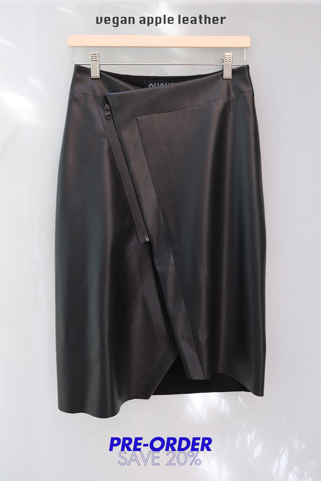 SHOHEI KAI SKIRT in vegan apple leather, zero-waste skirt