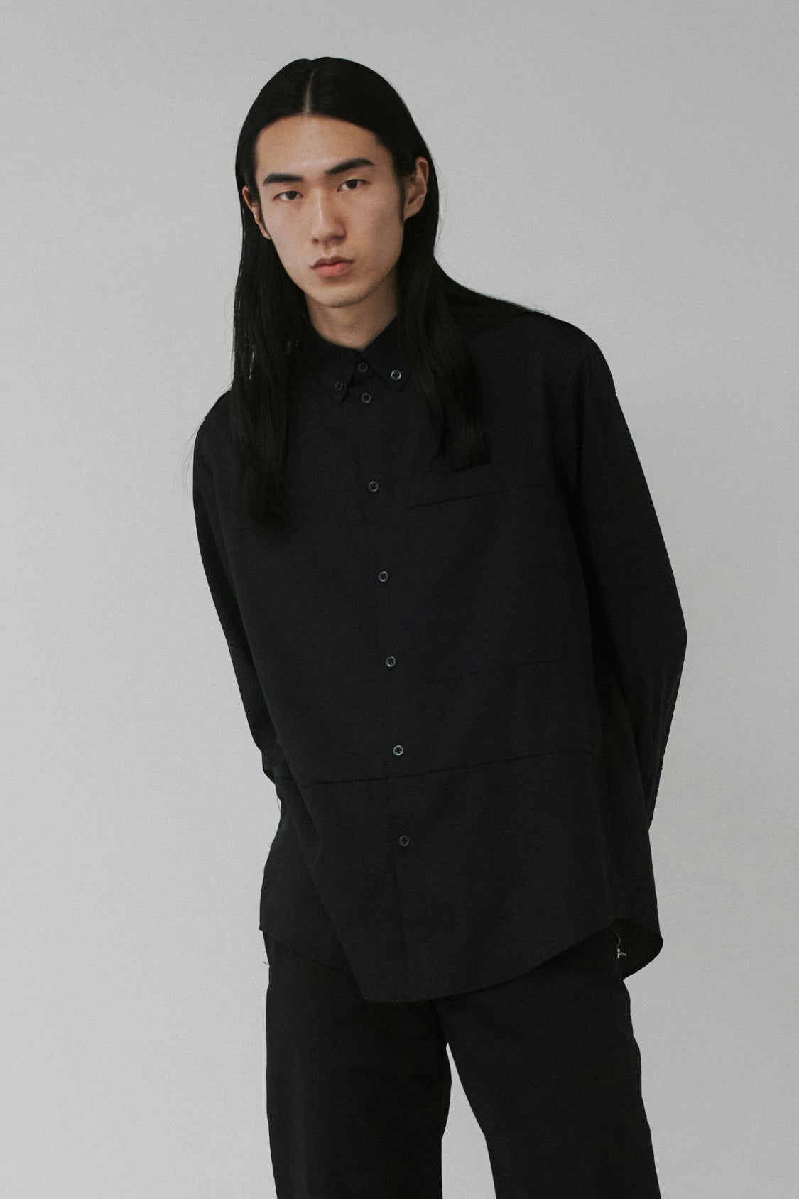 KEITA BUTTON DOWN SHIRT Black / Lyocell TENCEL™ - Shohei-collection