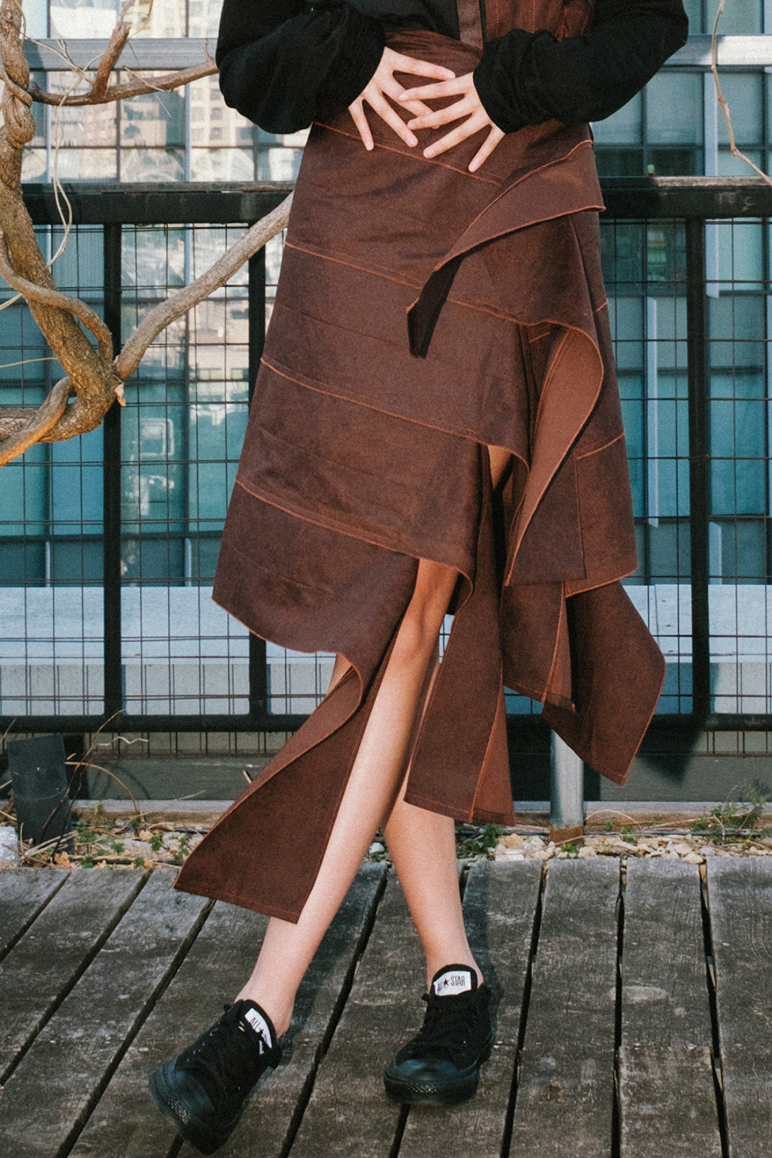 YURIE SKIRT MIDI / JAPANESE KAKISHIBU TEXTILE - Shohei-collection