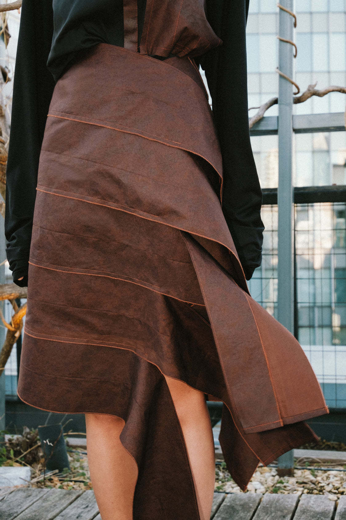 YURIE SKIRT MIDI / JAPANESE KAKISHIBU TEXTILE - Shohei-collection