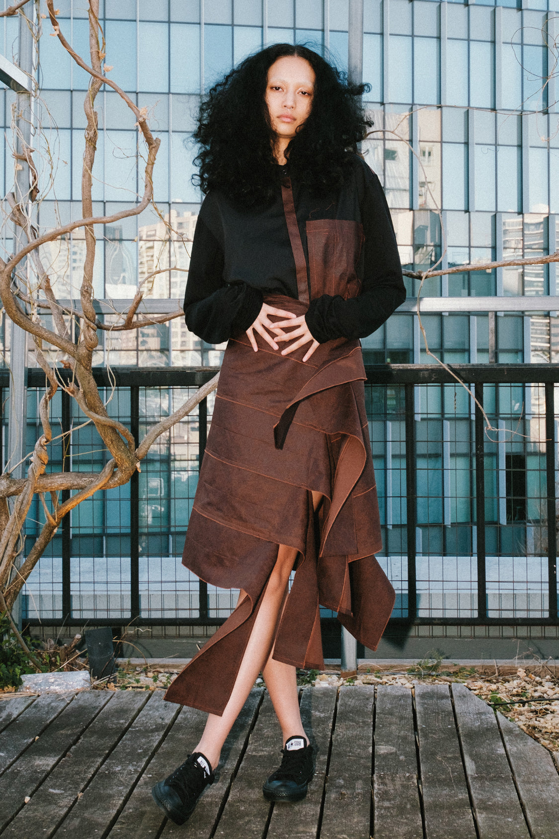 YURIE SKIRT MIDI / JAPANESE KAKISHIBU TEXTILE - Shohei-collection