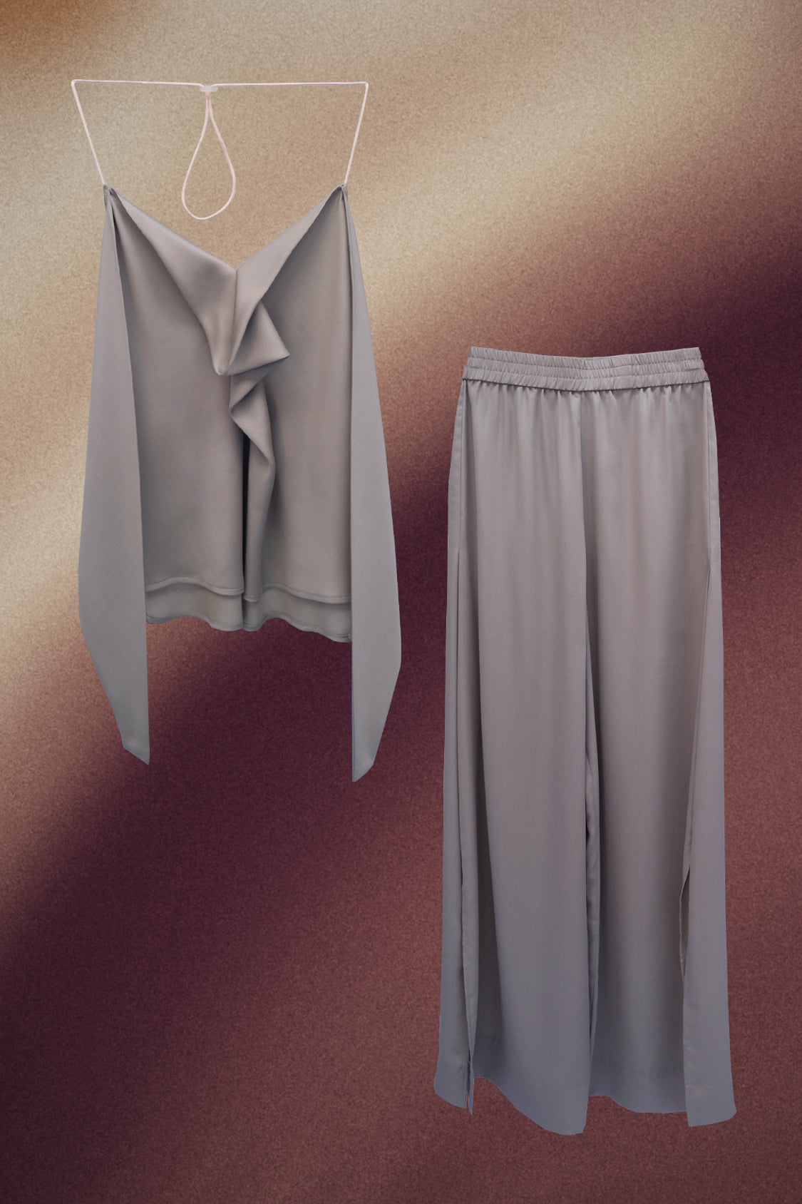 SHOHEI Ziggy Top and New Slit Pants set in sage green, TENCEL lyocell