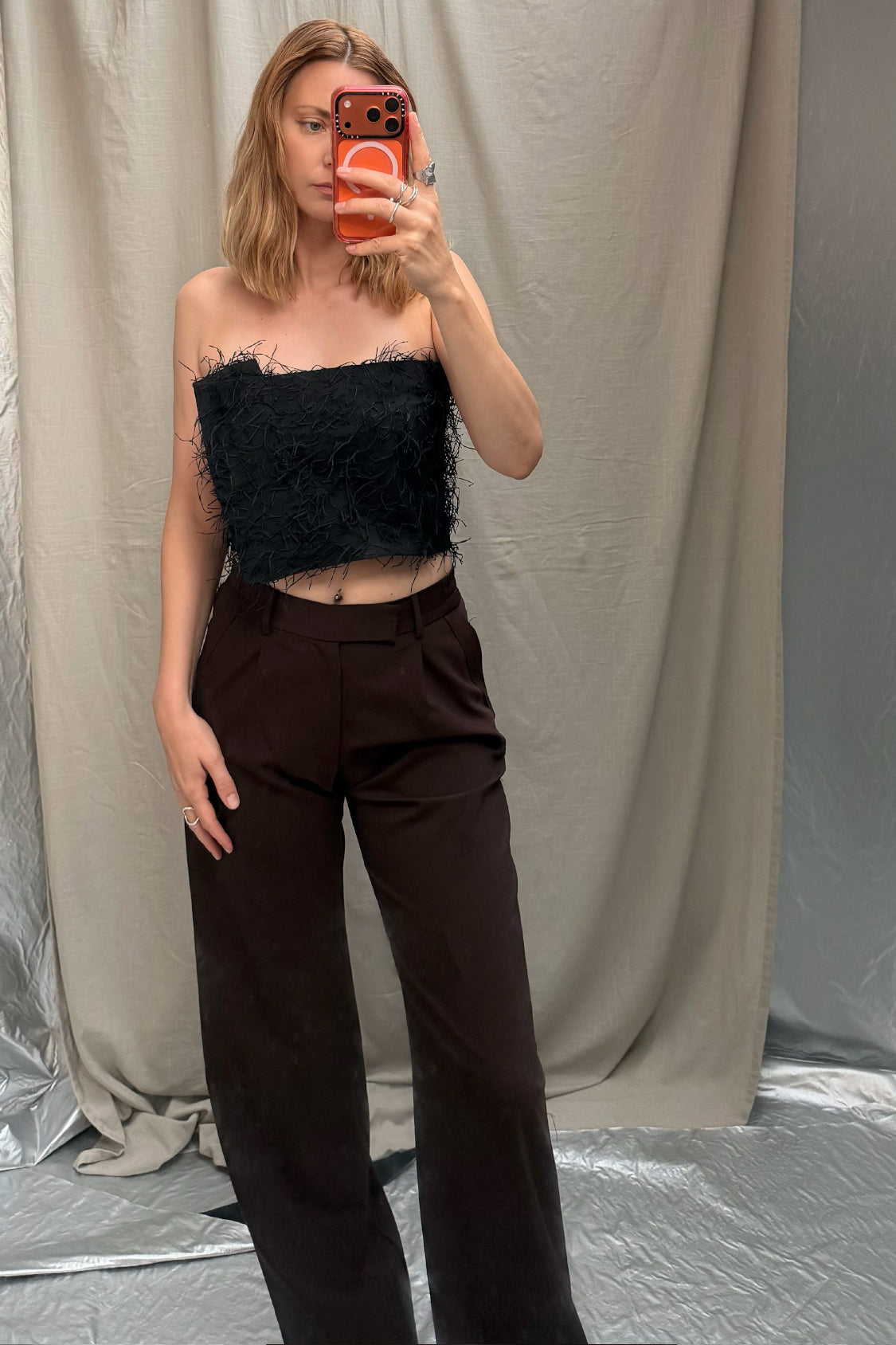 SIRI FRINGE TOP / Japanese fringe textile ~ black