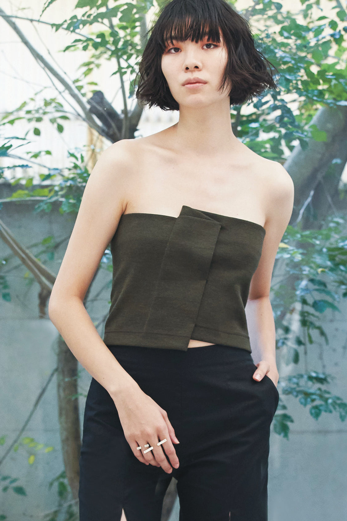 SIRI TOP JERSEY  / dark grey melange - Shohei-collection