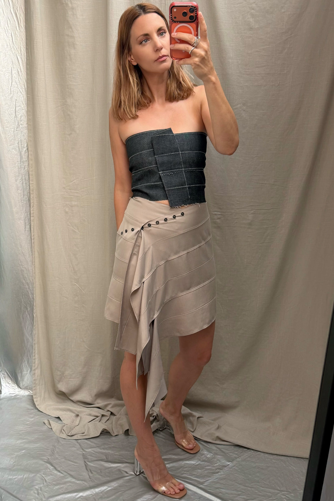 YURIE MINI SKIRT / Lyocell TENCEL ~ slate grey - Shohei-collection