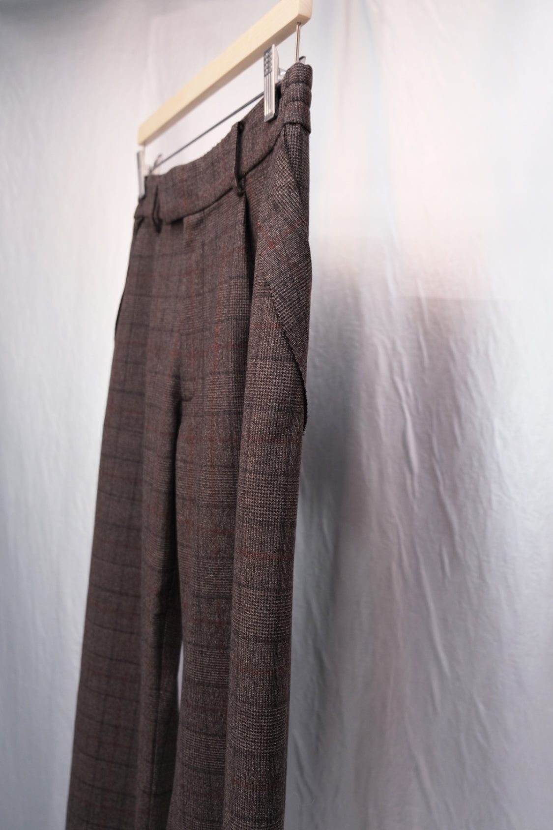 GRANDPA RAW EDGE PANTS / checked brown - Shohei-collection