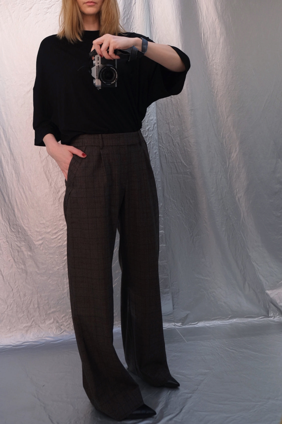 GRANDPA RAW EDGE PANTS / checked brown - Shohei-collection