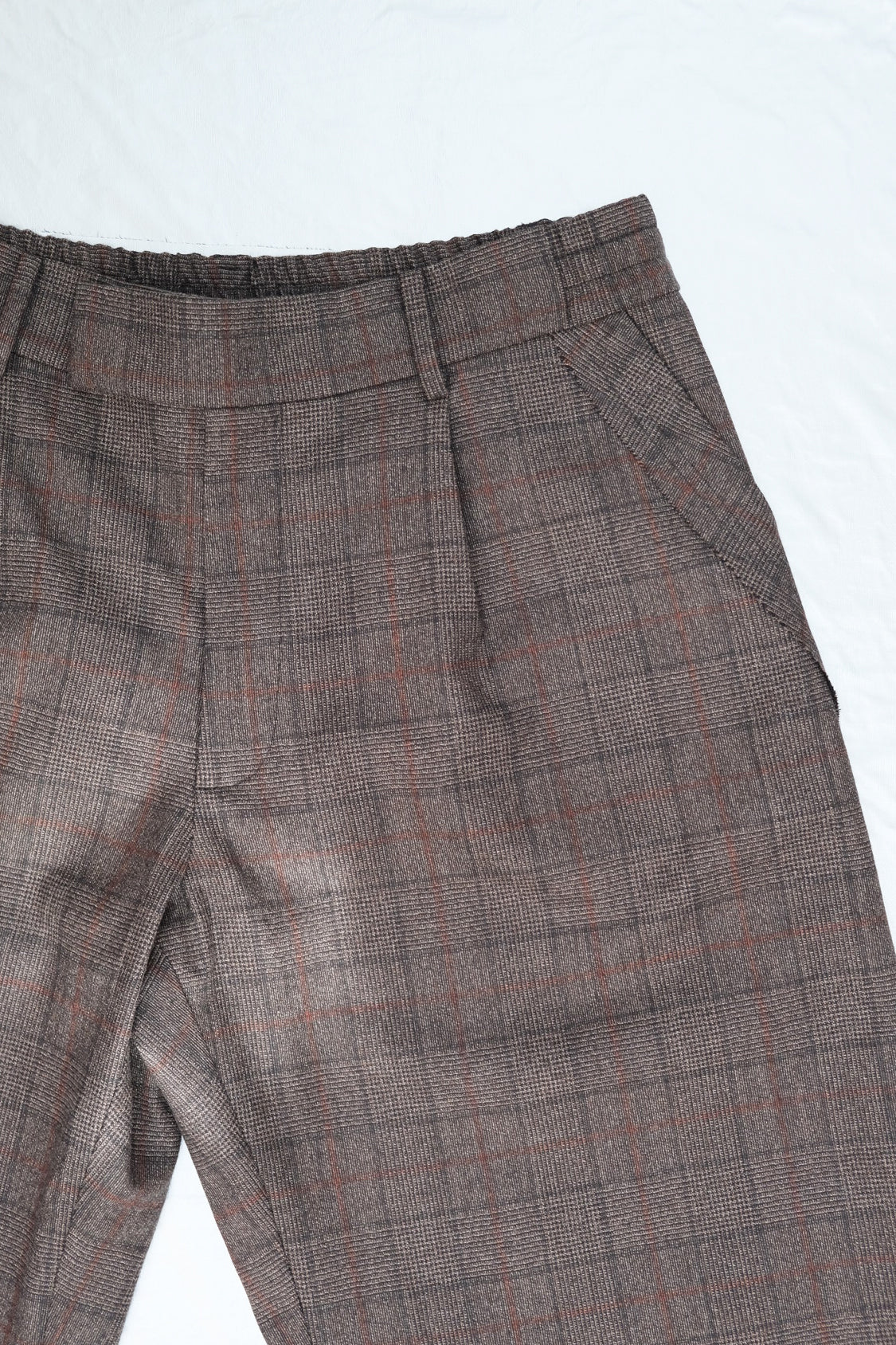 GRANDPA RAW EDGE PANTS / checked brown - Shohei-collection