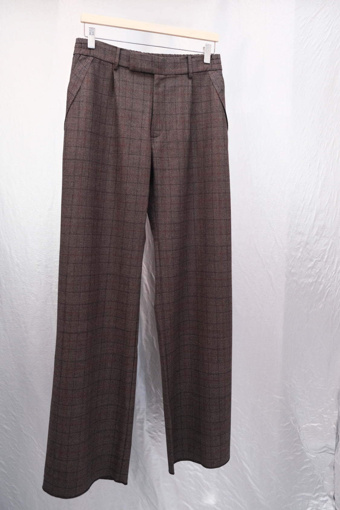 GRANDPA RAW EDGE PANTS / checked brown - Shohei-collection