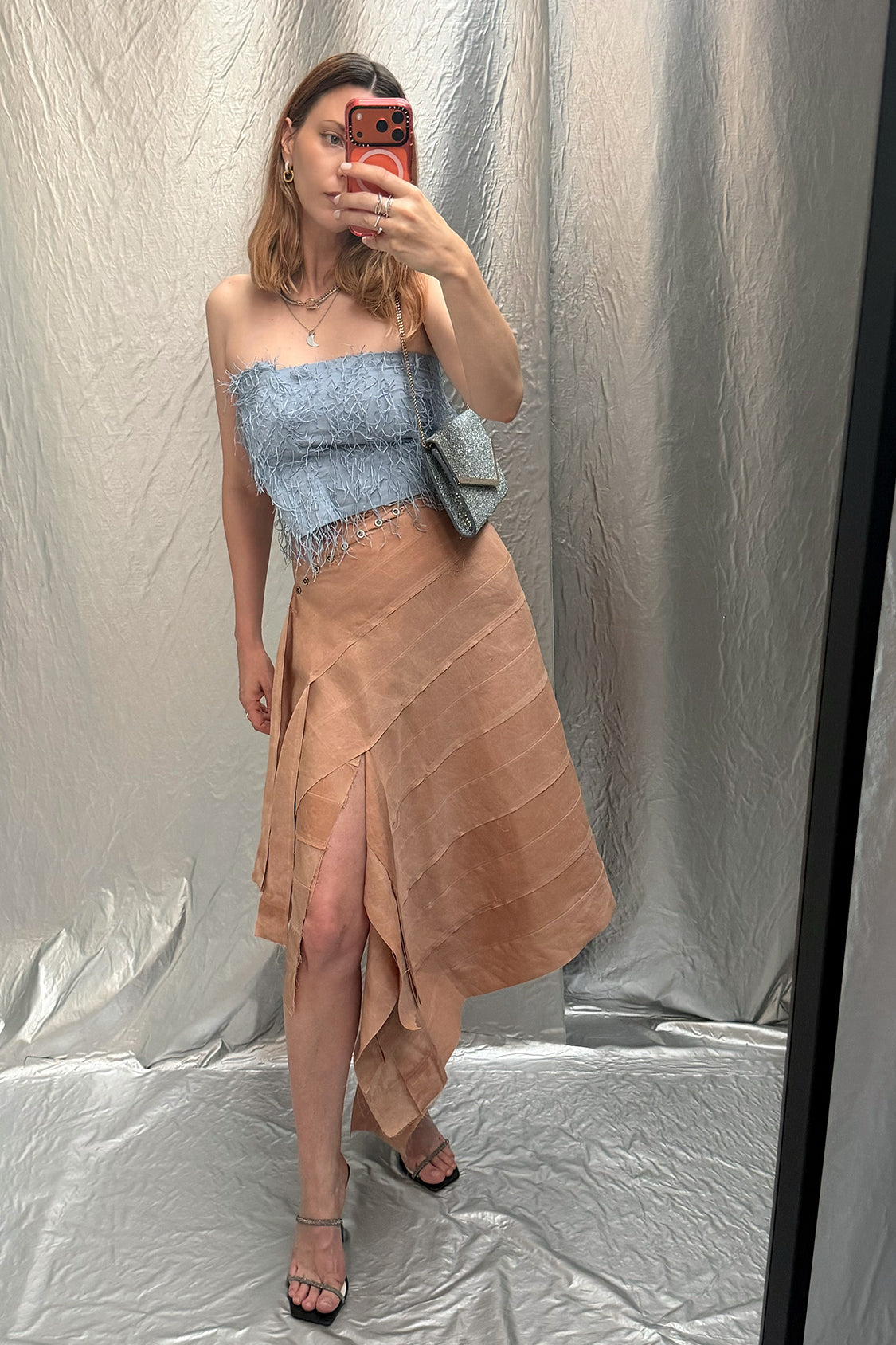 YURIE DENIM SKIRT ~ midi / Lyocell TENCEL x persimmon dye - Shohei-collection